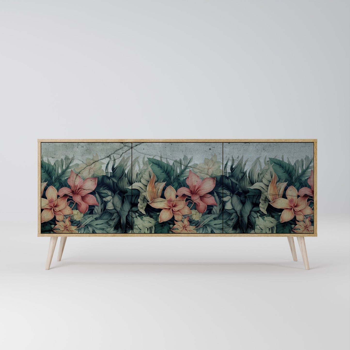 Credenza a 3 ante HEAVENLY BLOOM in effetto rovere