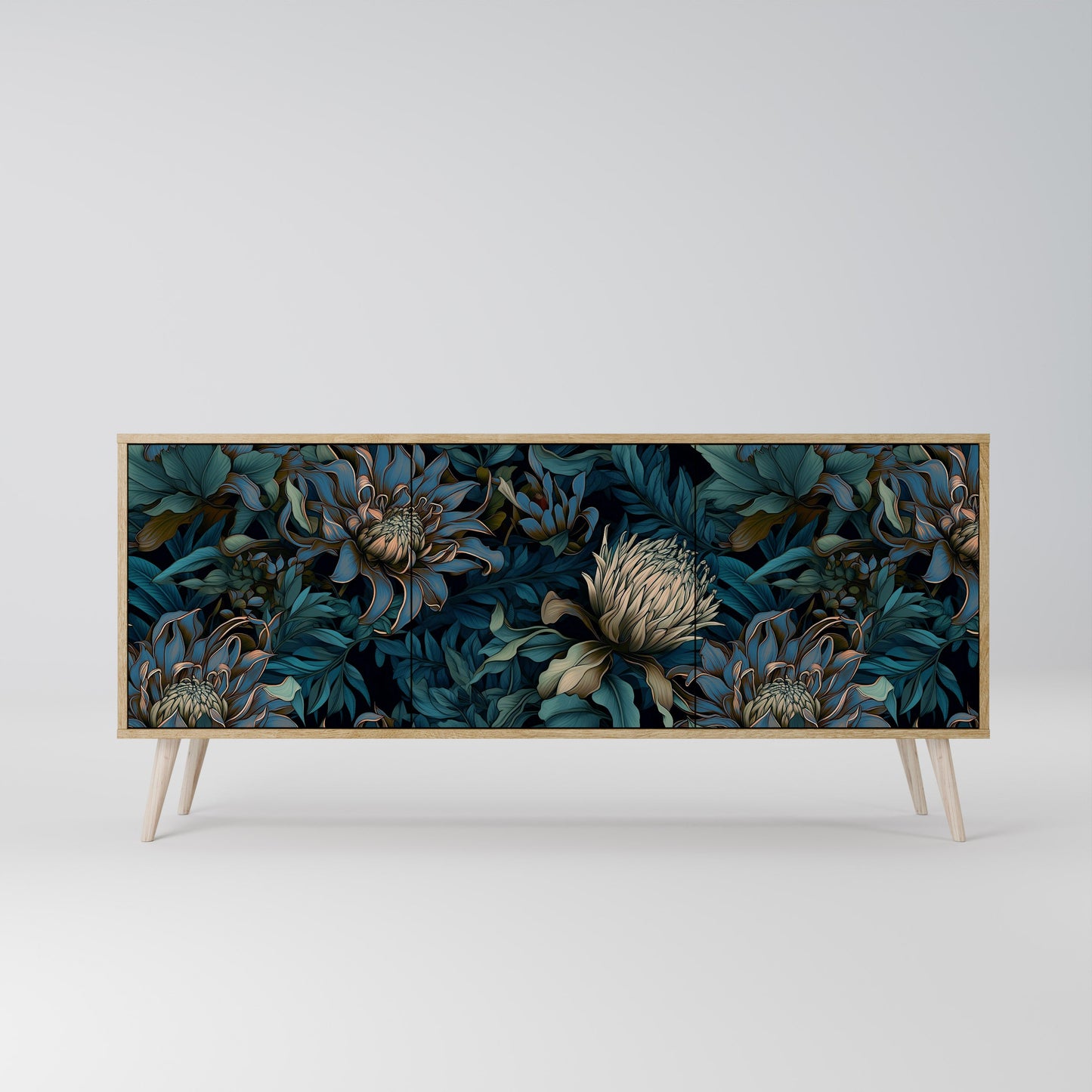 TWILIGHT BLOOM 3-Door Sideboard in Oak Effect