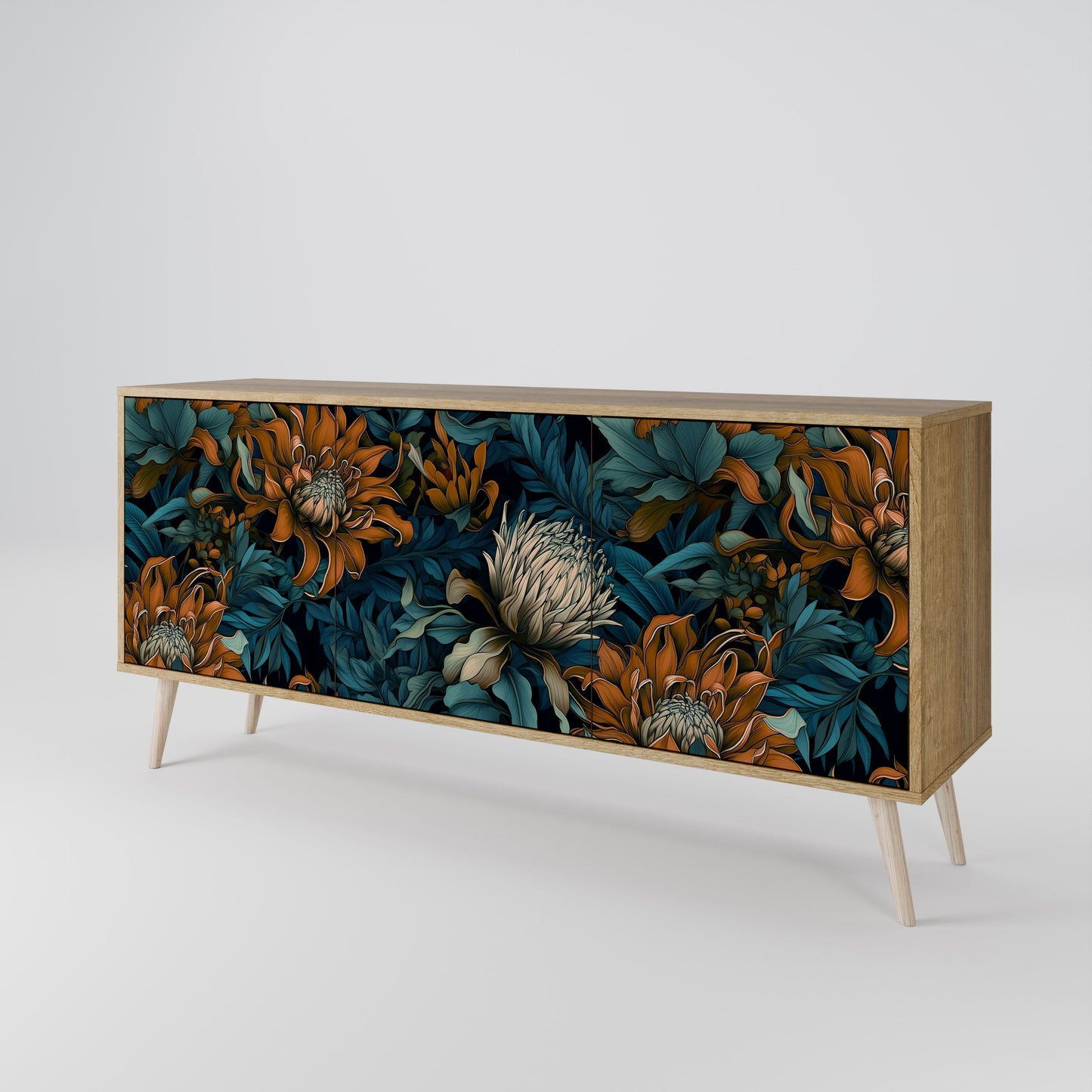 MORNING BLOOM 3-Door Sideboard in Oak Effect
