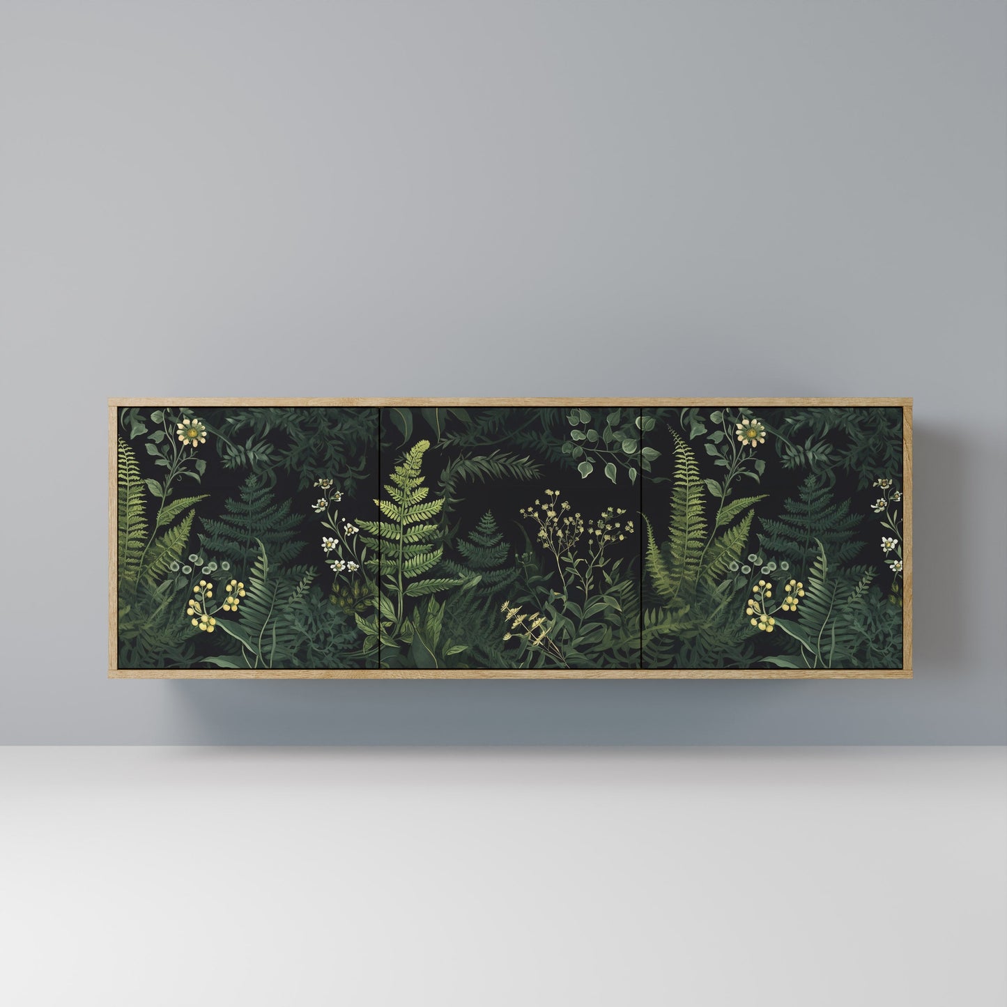 Credenza a 3 ante FERN FLOWERS in effetto rovere