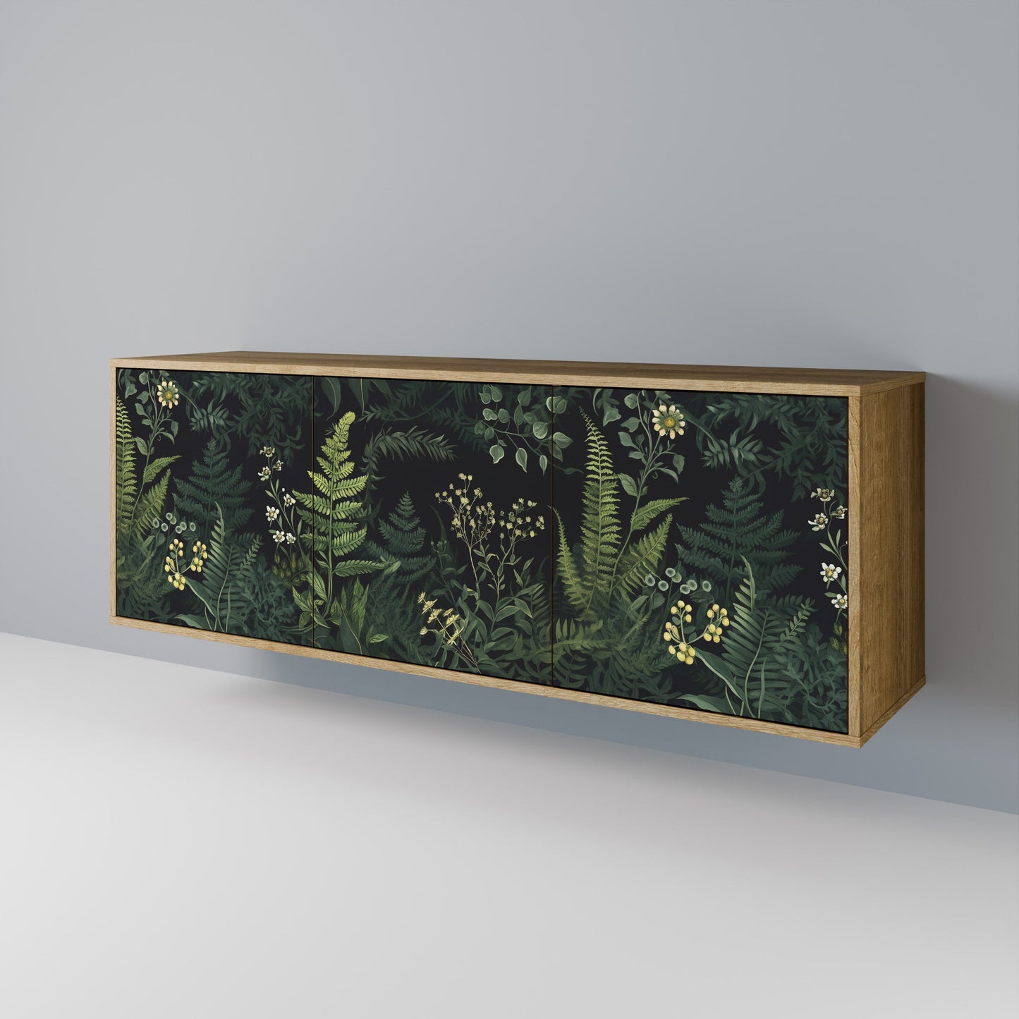 Credenza a 3 ante FERN FLOWERS in effetto rovere