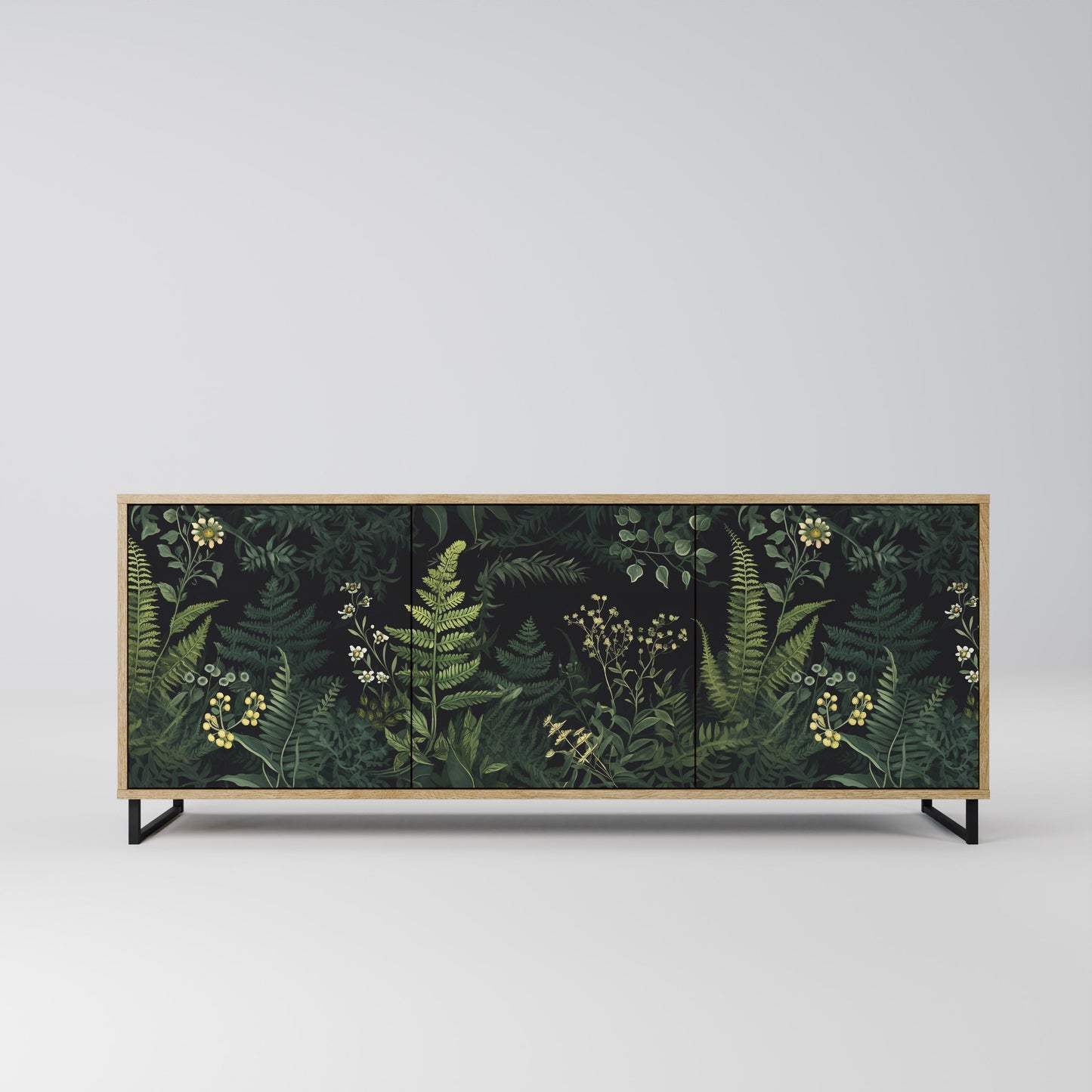 Credenza a 3 ante FERN FLOWERS in effetto rovere
