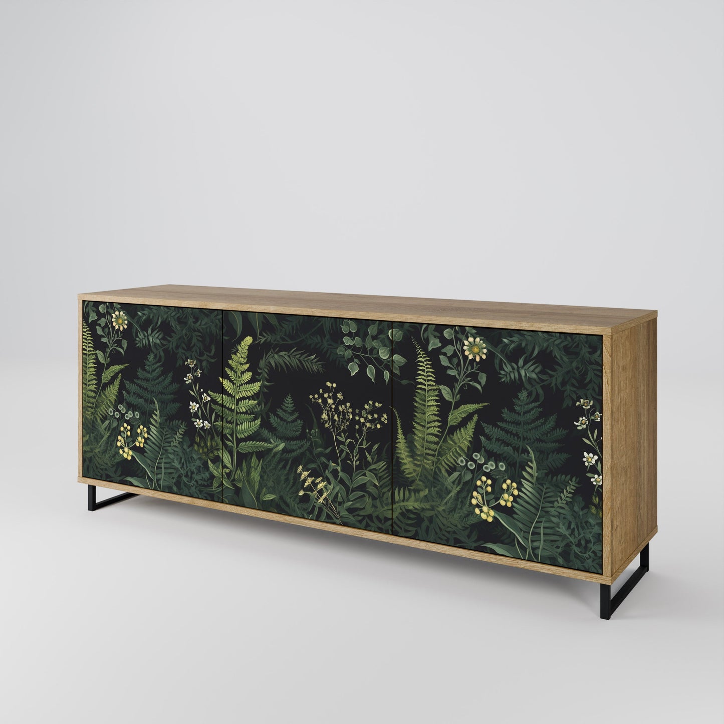 Credenza a 3 ante FERN FLOWERS in effetto rovere