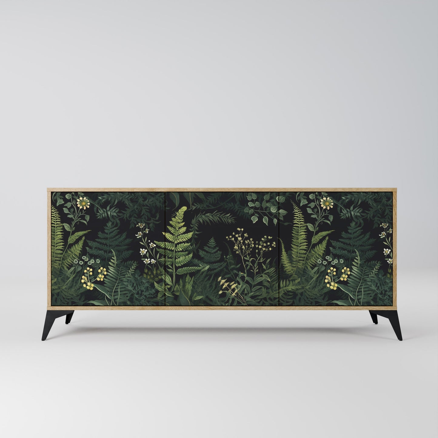 Credenza a 3 ante FERN FLOWERS in effetto rovere