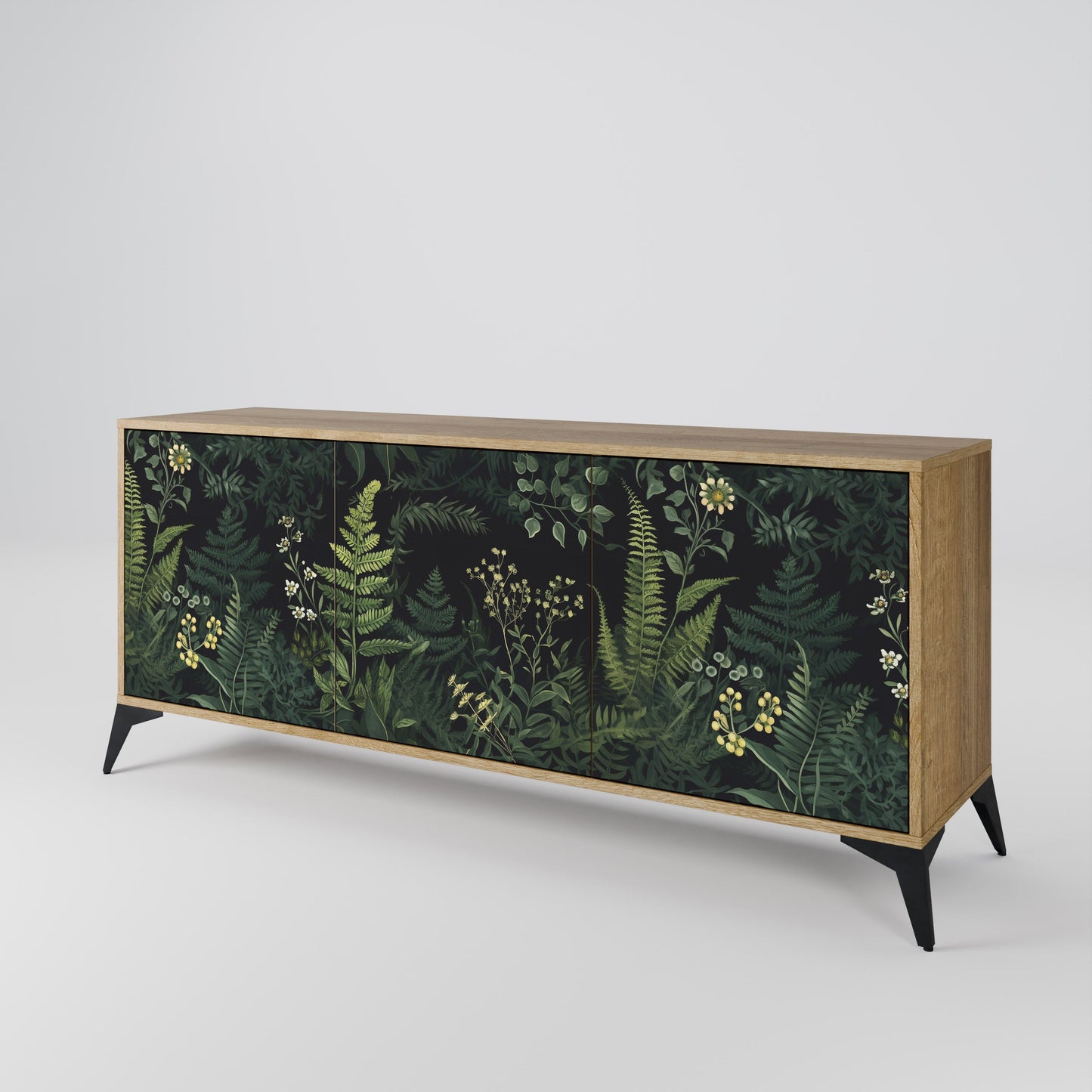 Credenza a 3 ante FERN FLOWERS in effetto rovere