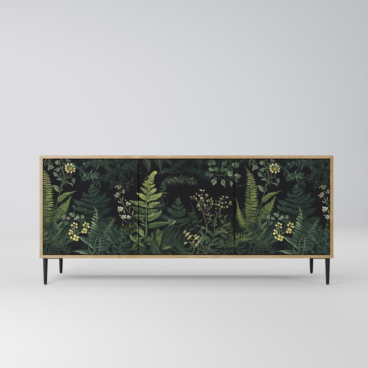 Credenza a 3 ante FERN FLOWERS in effetto rovere