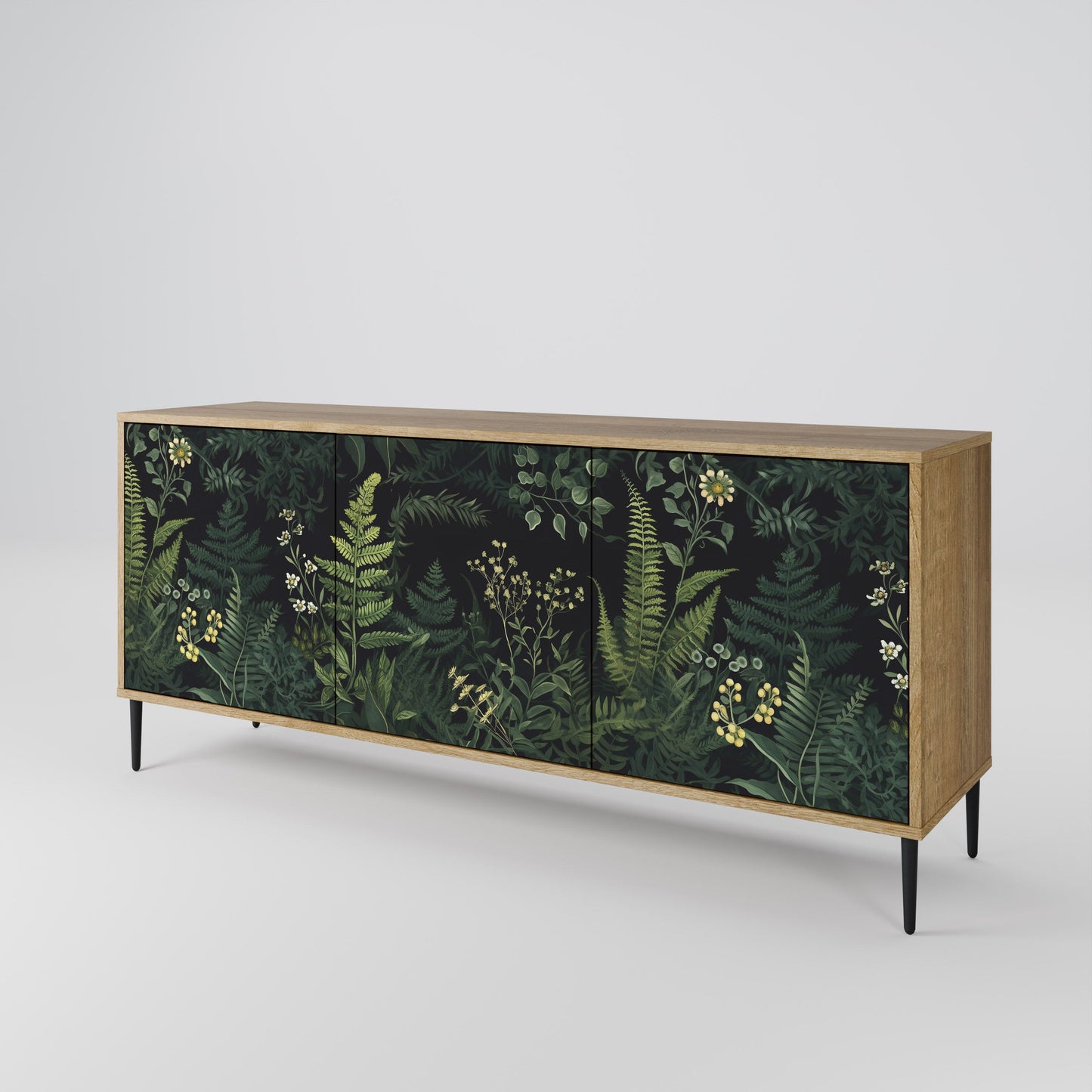 Credenza a 3 ante FERN FLOWERS in effetto rovere