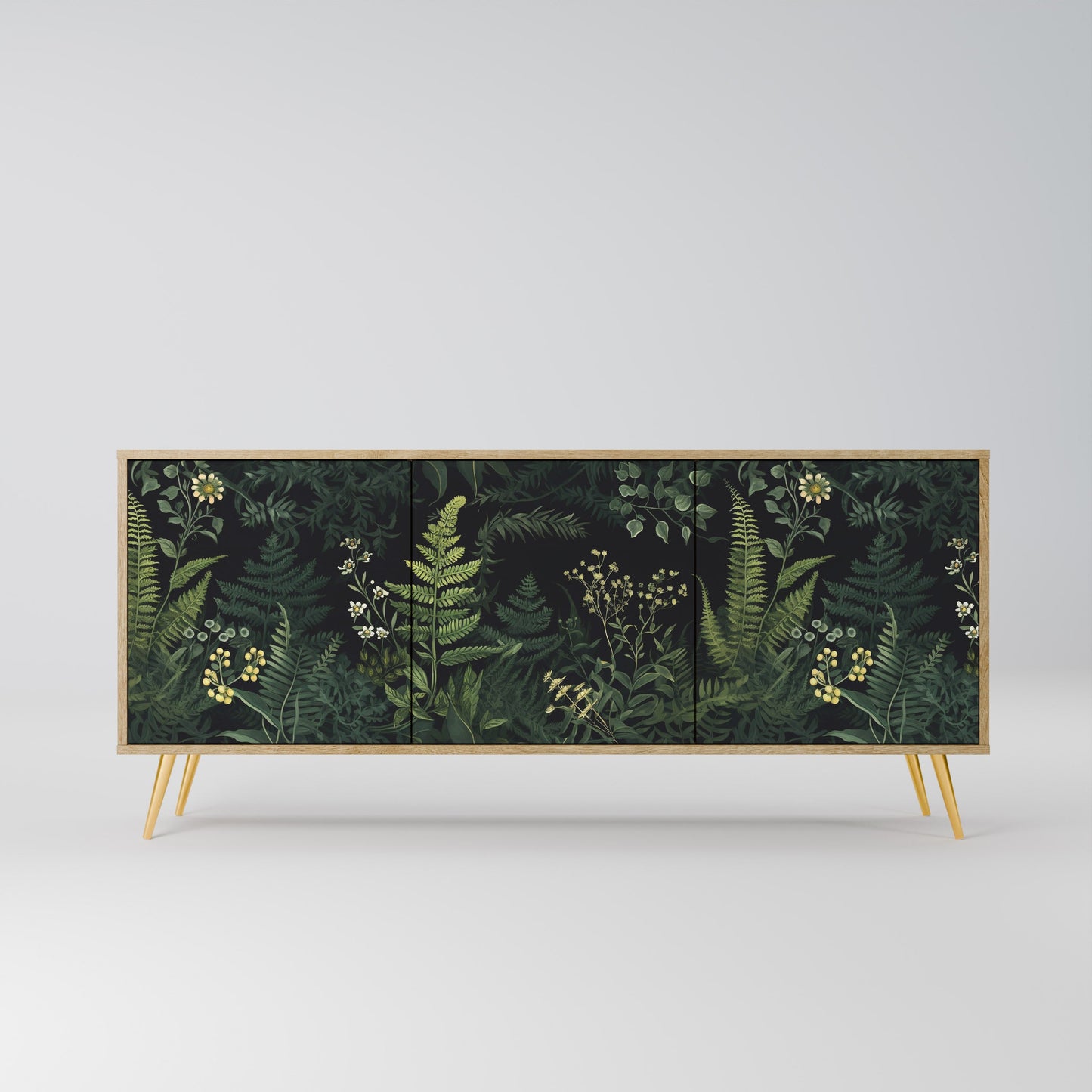 Credenza a 3 ante FERN FLOWERS in effetto rovere