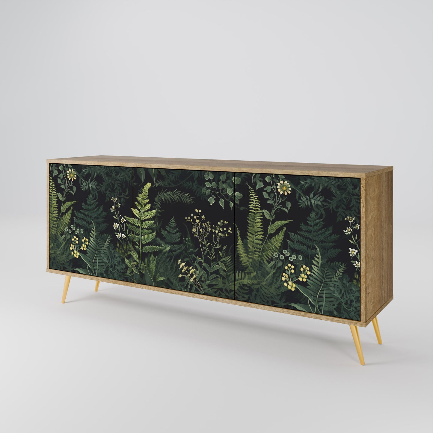 Credenza a 3 ante FERN FLOWERS in effetto rovere