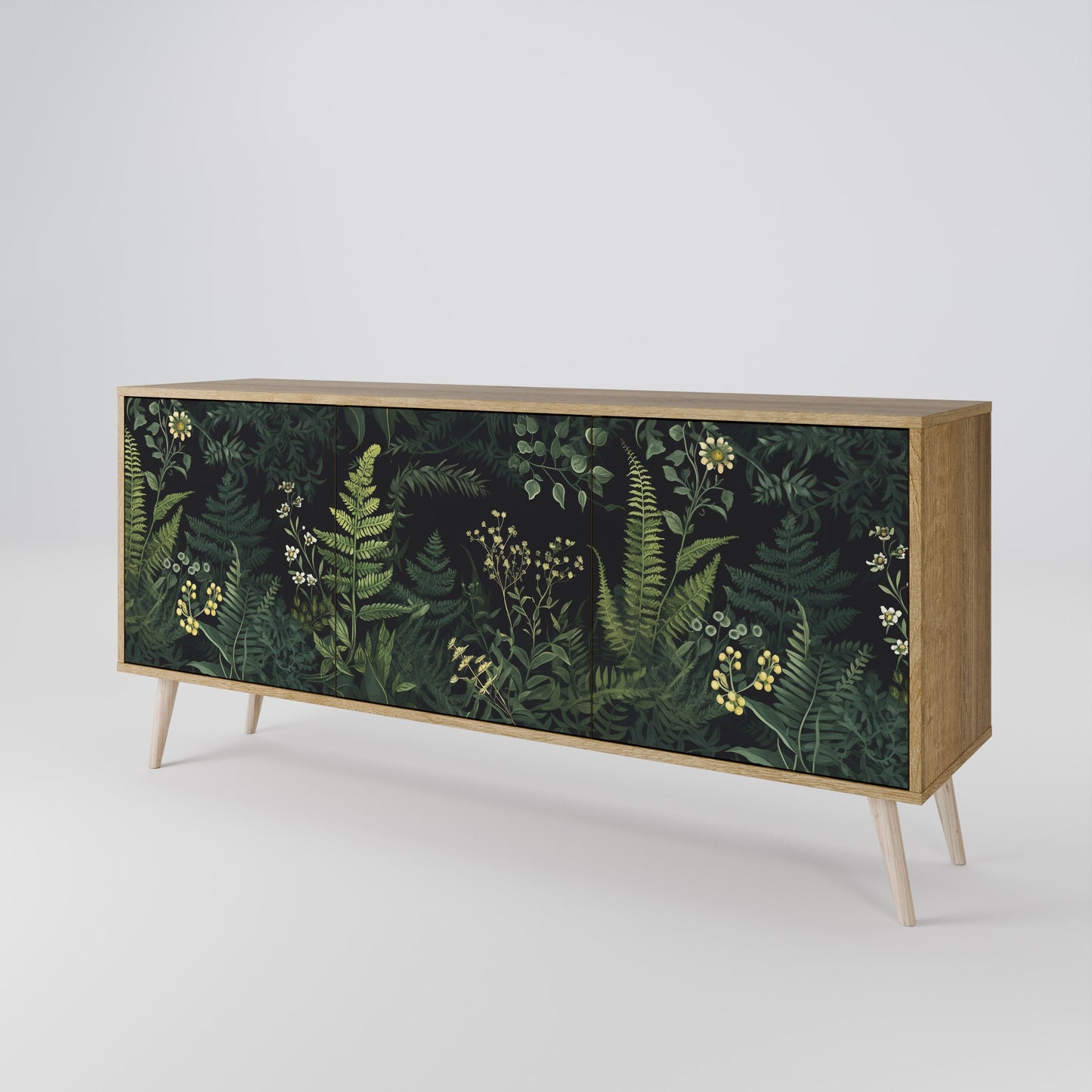 Credenza a 3 ante FERN FLOWERS in effetto rovere