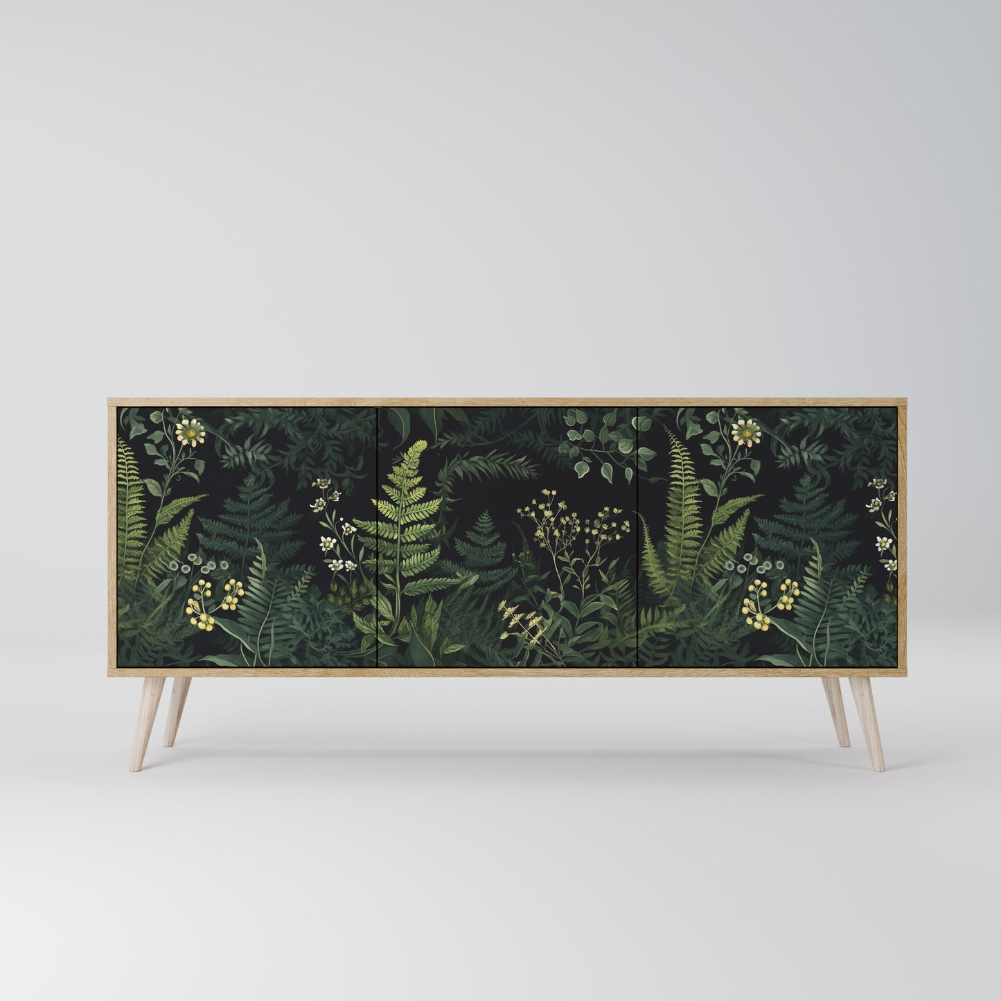 Credenza a 3 ante FERN FLOWERS in effetto rovere