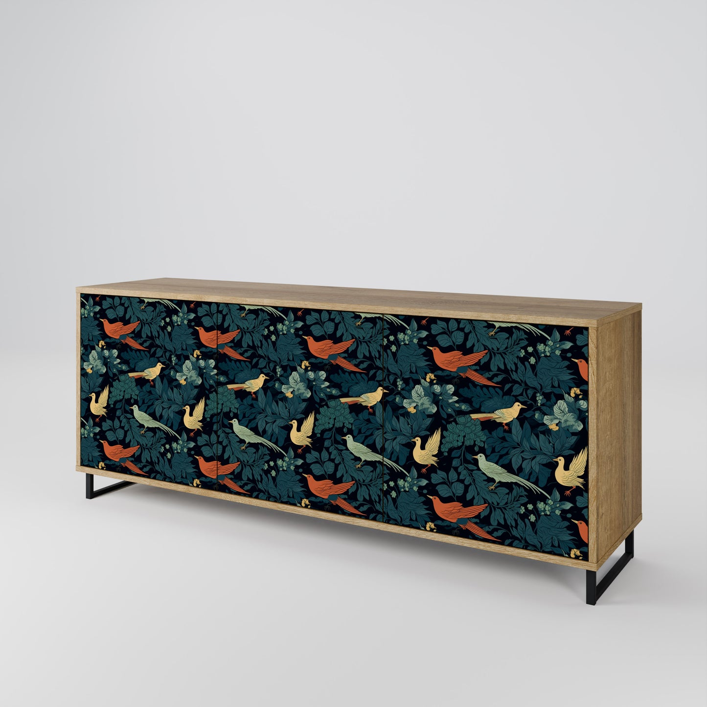 FOWL ORNAMENT 3-Door Sideboard in Oak Effect