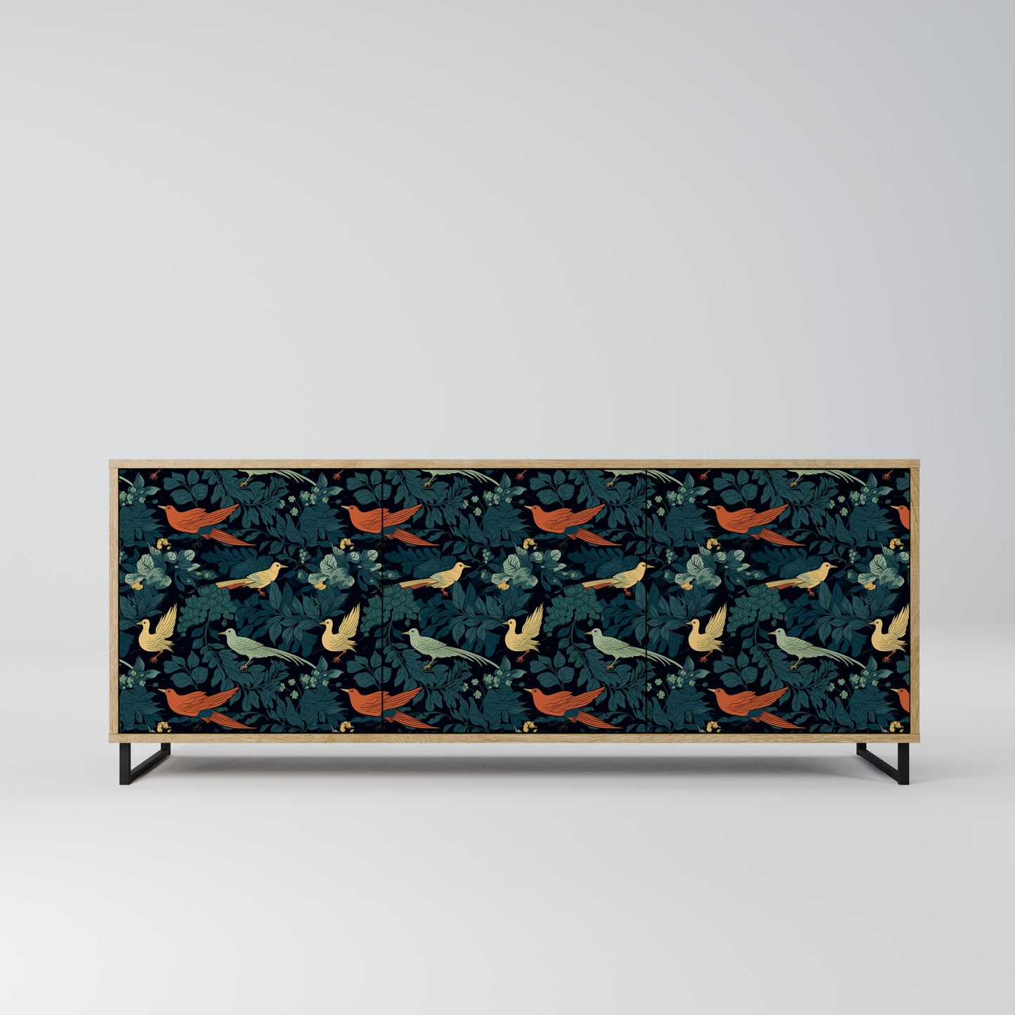 FOWL ORNAMENT 3-Door Sideboard in Oak Effect