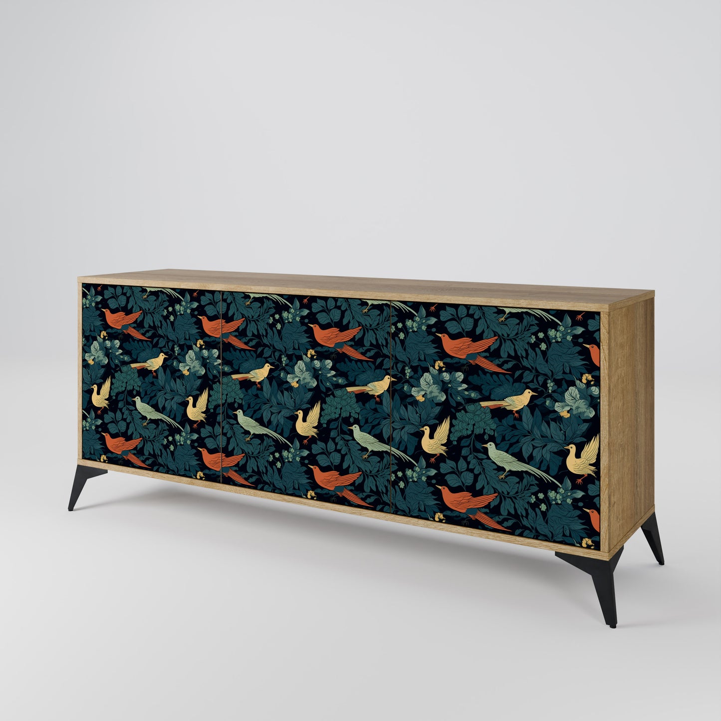 FOWL ORNAMENT 3-Door Sideboard in Oak Effect