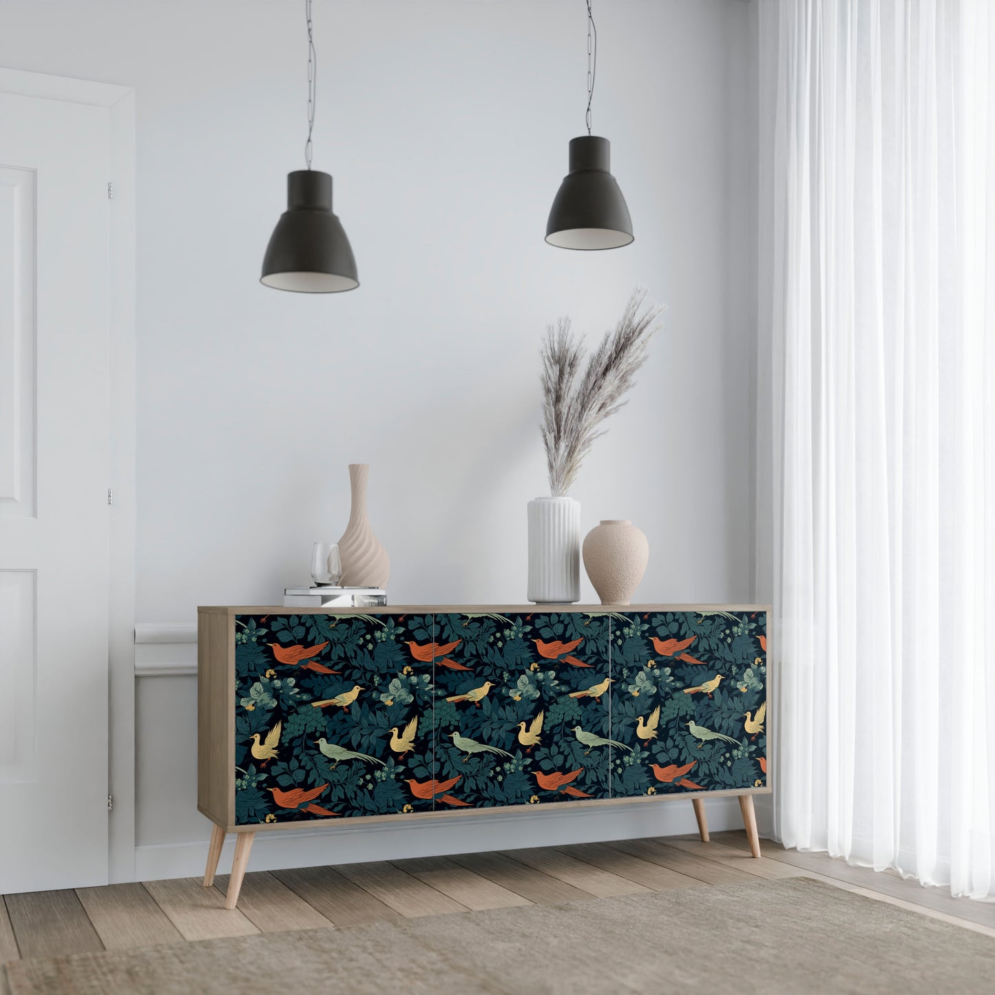 FOWL ORNAMENT 3-Door Sideboard in Oak Effect