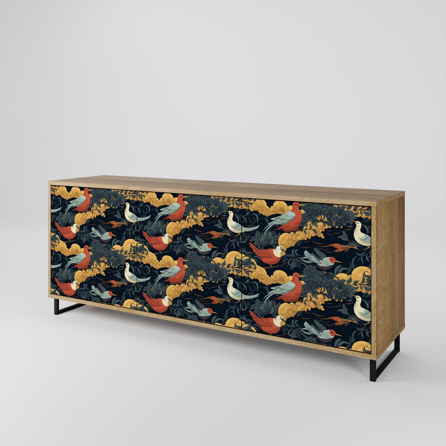 FOWLY DAZE 3-Door Sideboard in Oak Effect