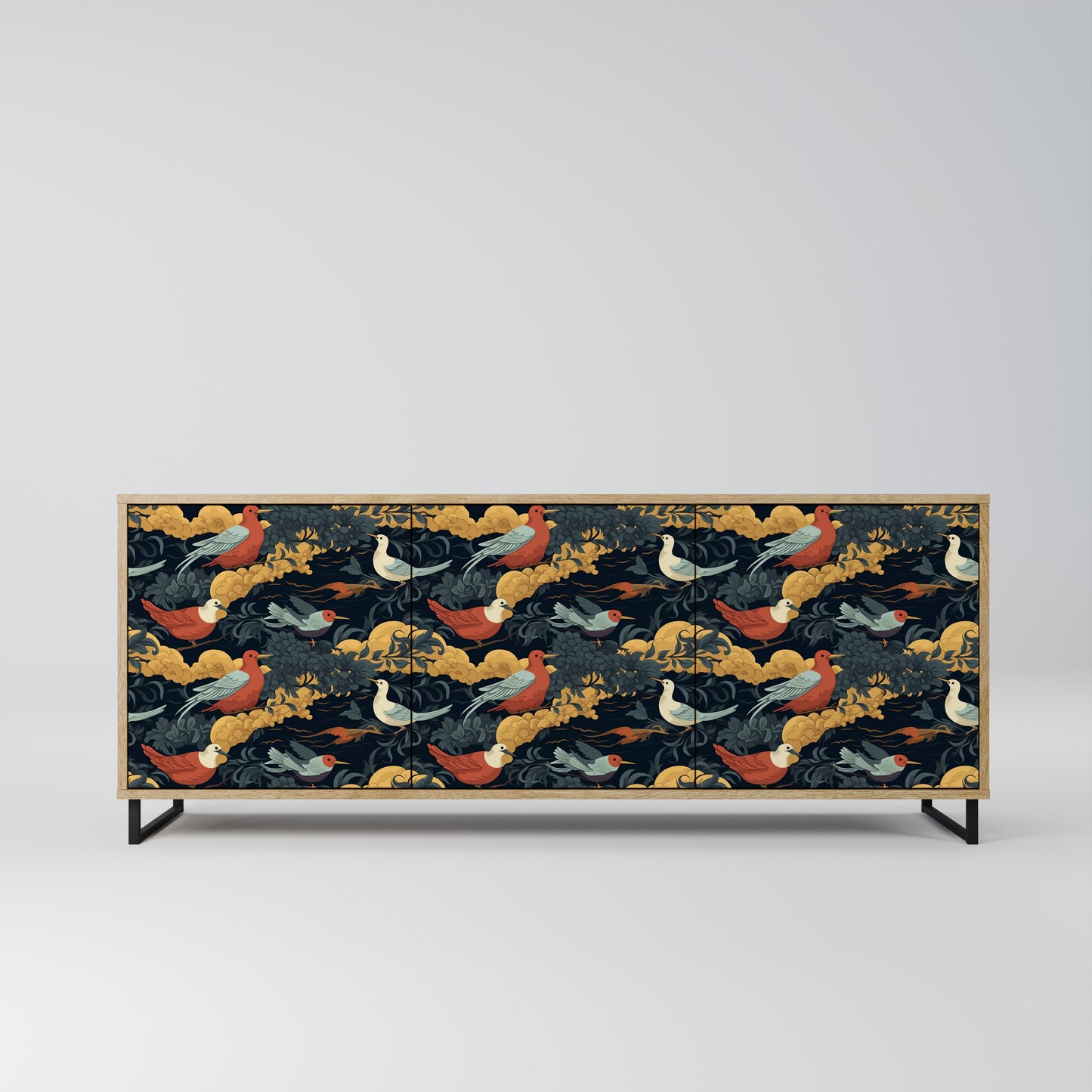 FOWLY DAZE 3-Door Sideboard in Oak Effect