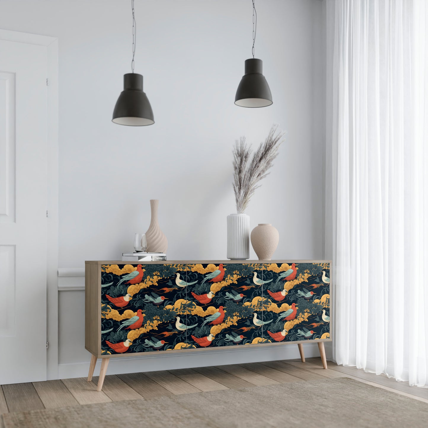 FOWLY DAZE 3-Door Sideboard in Oak Effect