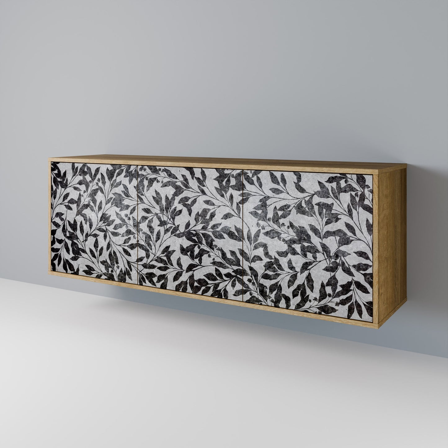 CHARCOAL SPROUT 3-Door Sideboard in Oak Effect
