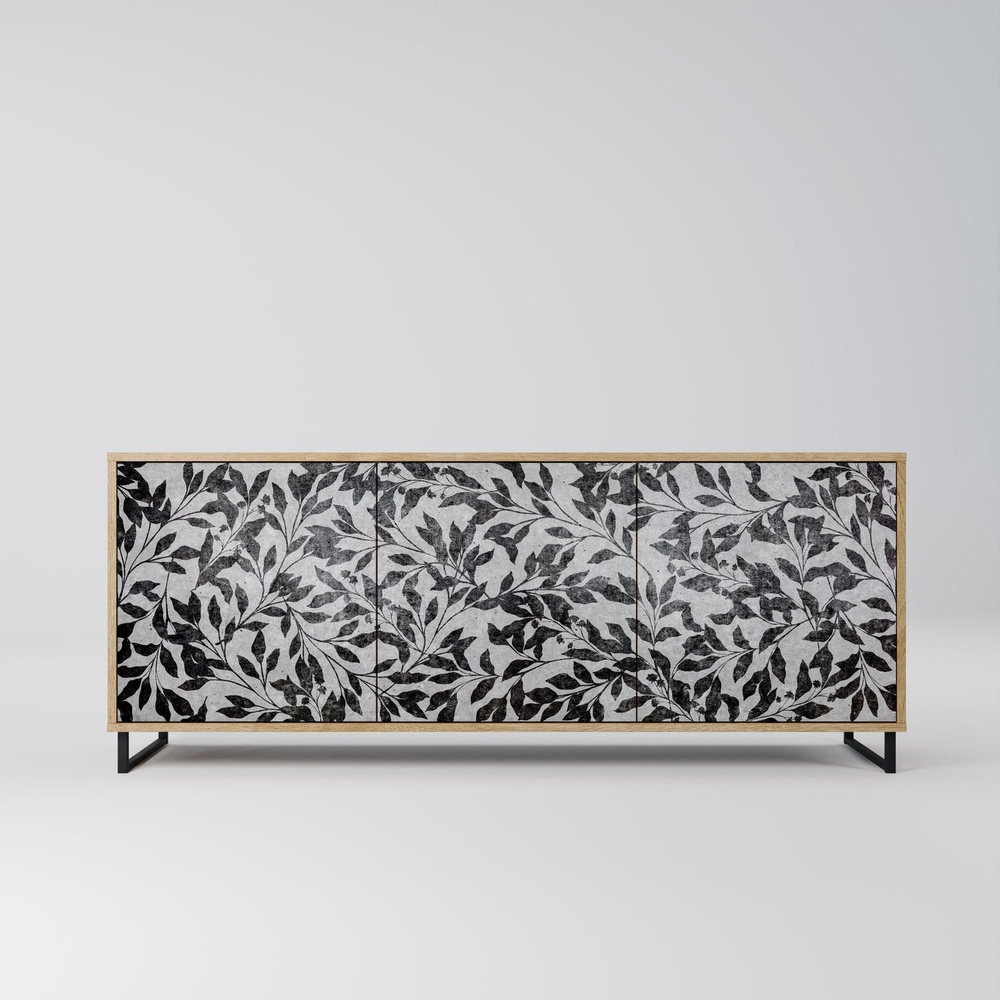 CHARCOAL SPROUT 3-Door Sideboard in Oak Effect