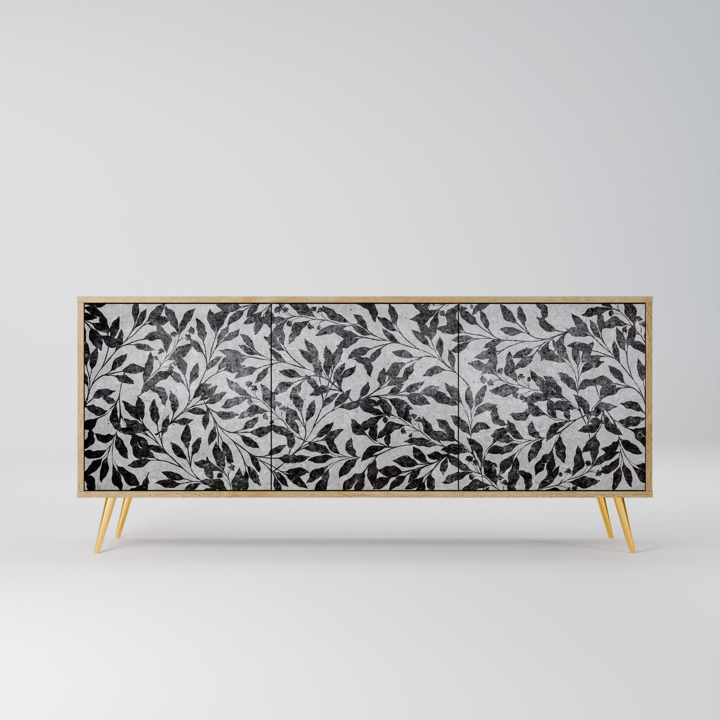 CHARCOAL SPROUT 3-Door Sideboard in Oak Effect
