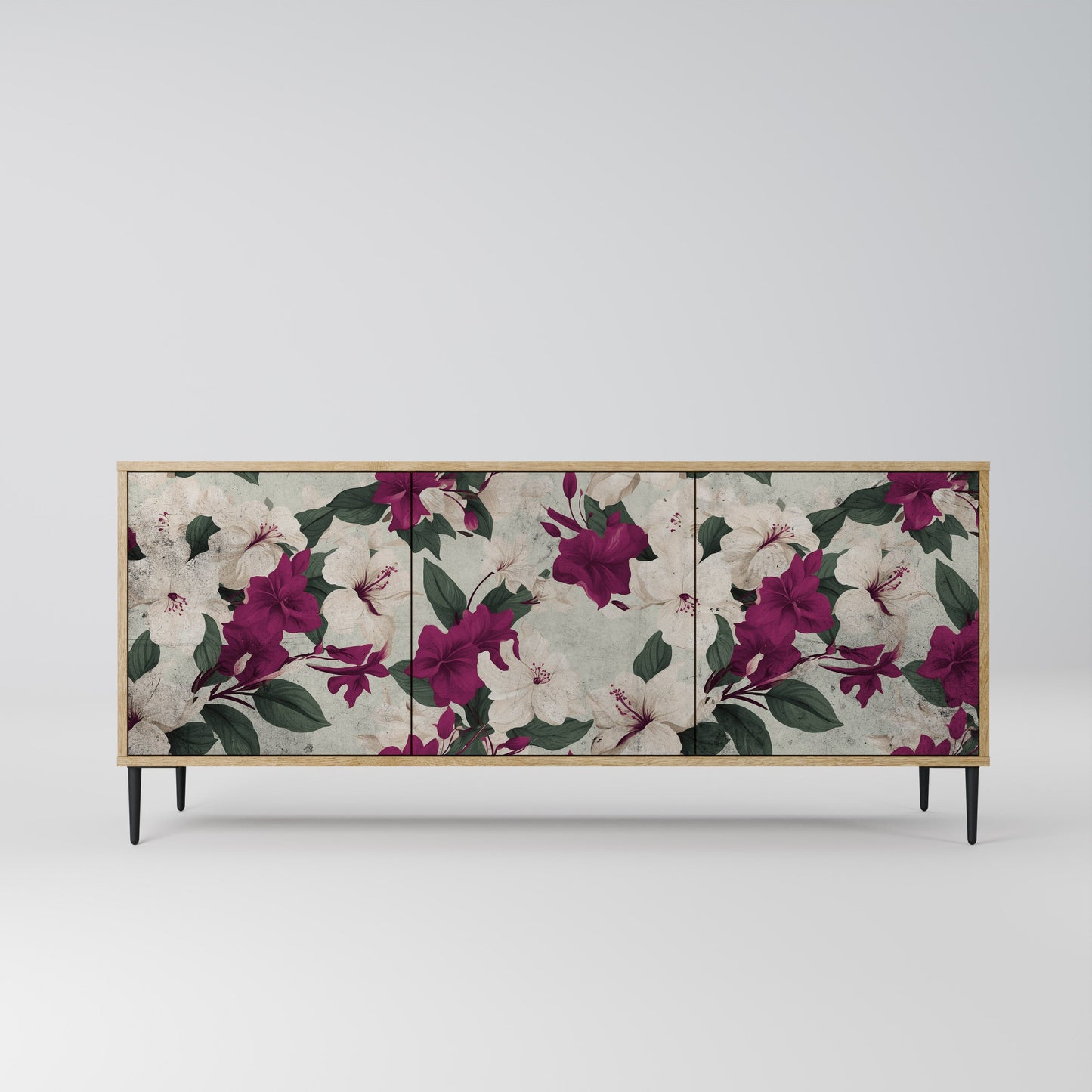 FLOWERET DREAM 3-Door Sideboard in Oak Effect