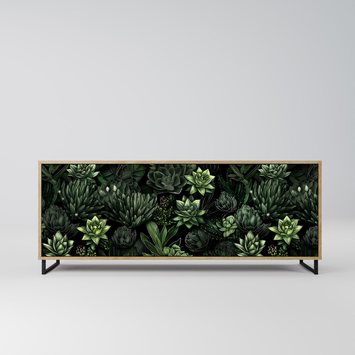 SUCCULENT JUNGLE 3-Door Sideboard in Oak Effect