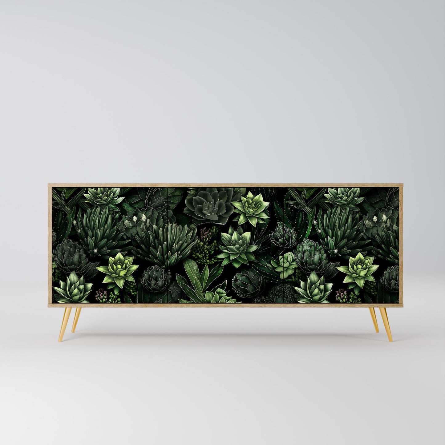 SUCCULENT JUNGLE 3-Door Sideboard in Oak Effect
