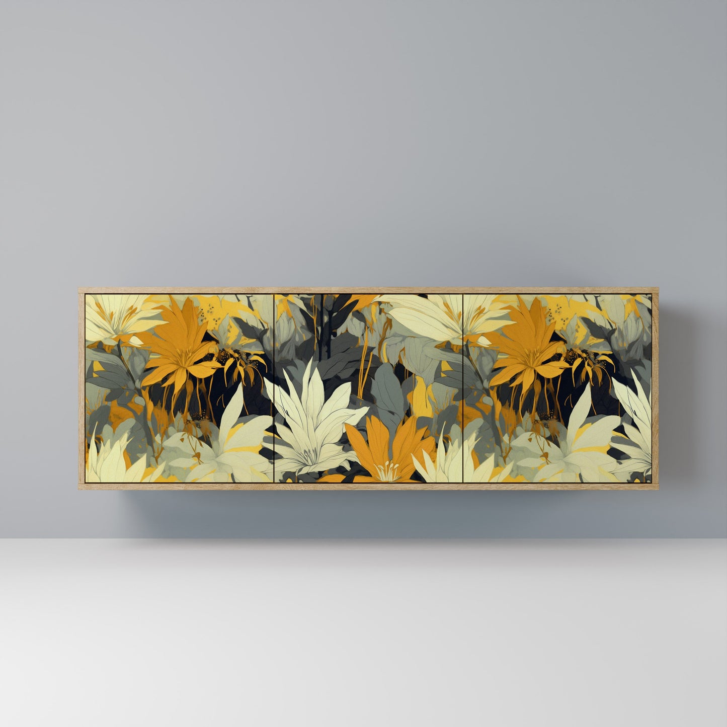 Credenza a 3 ante SUNKISSED LILY in effetto rovere
