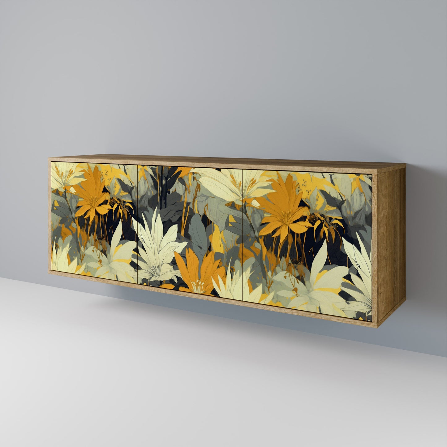 Credenza a 3 ante SUNKISSED LILY in effetto rovere