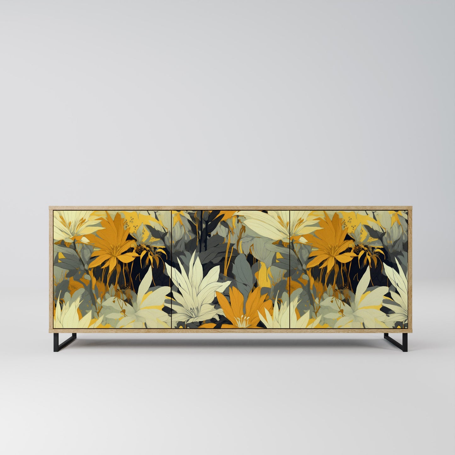 Credenza a 3 ante SUNKISSED LILY in effetto rovere