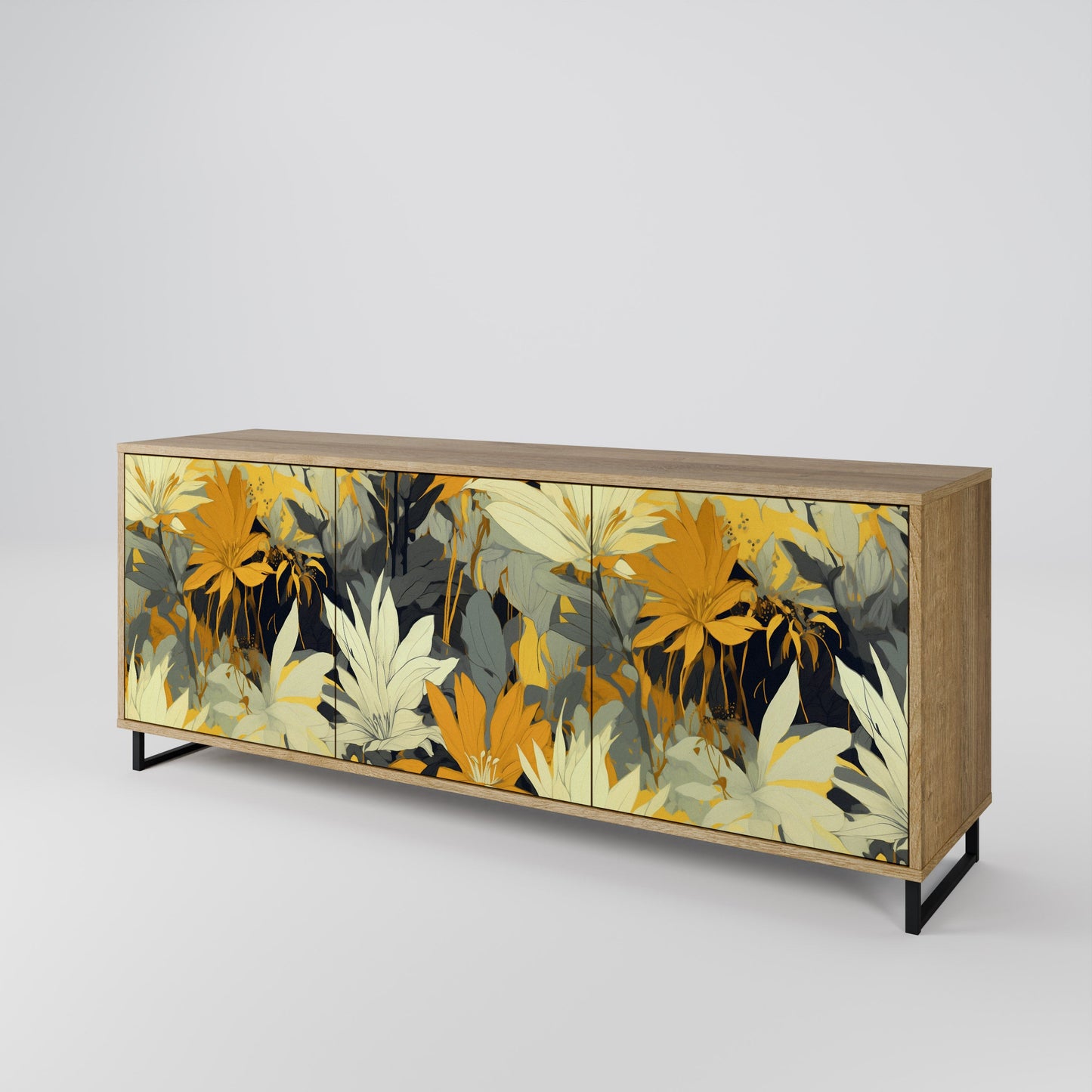 Credenza a 3 ante SUNKISSED LILY in effetto rovere