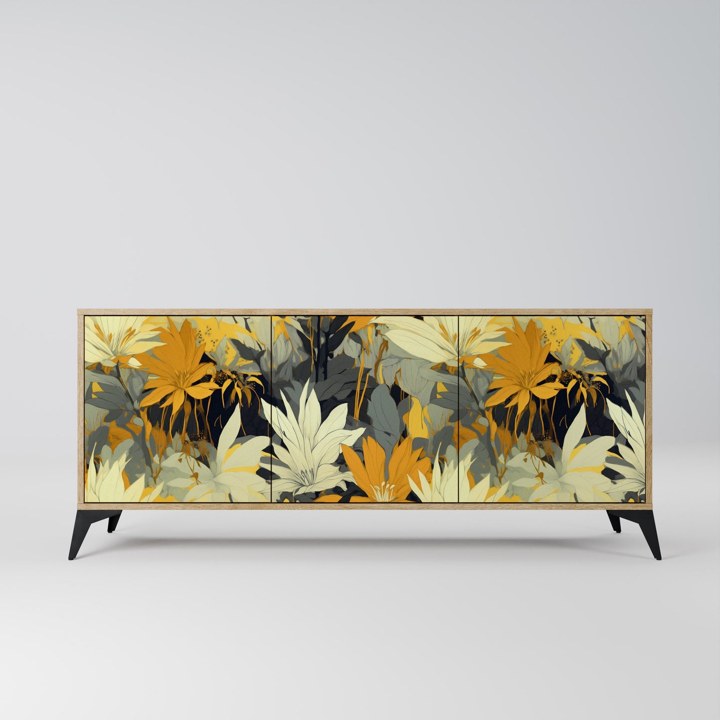 Credenza a 3 ante SUNKISSED LILY in effetto rovere