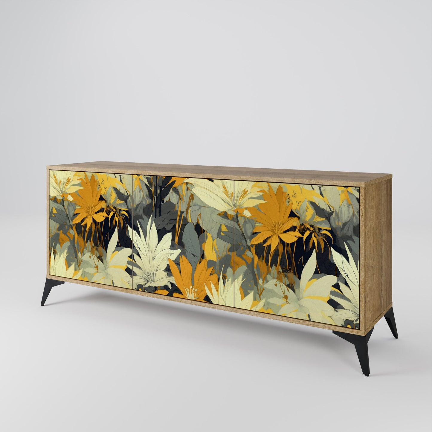 Credenza a 3 ante SUNKISSED LILY in effetto rovere