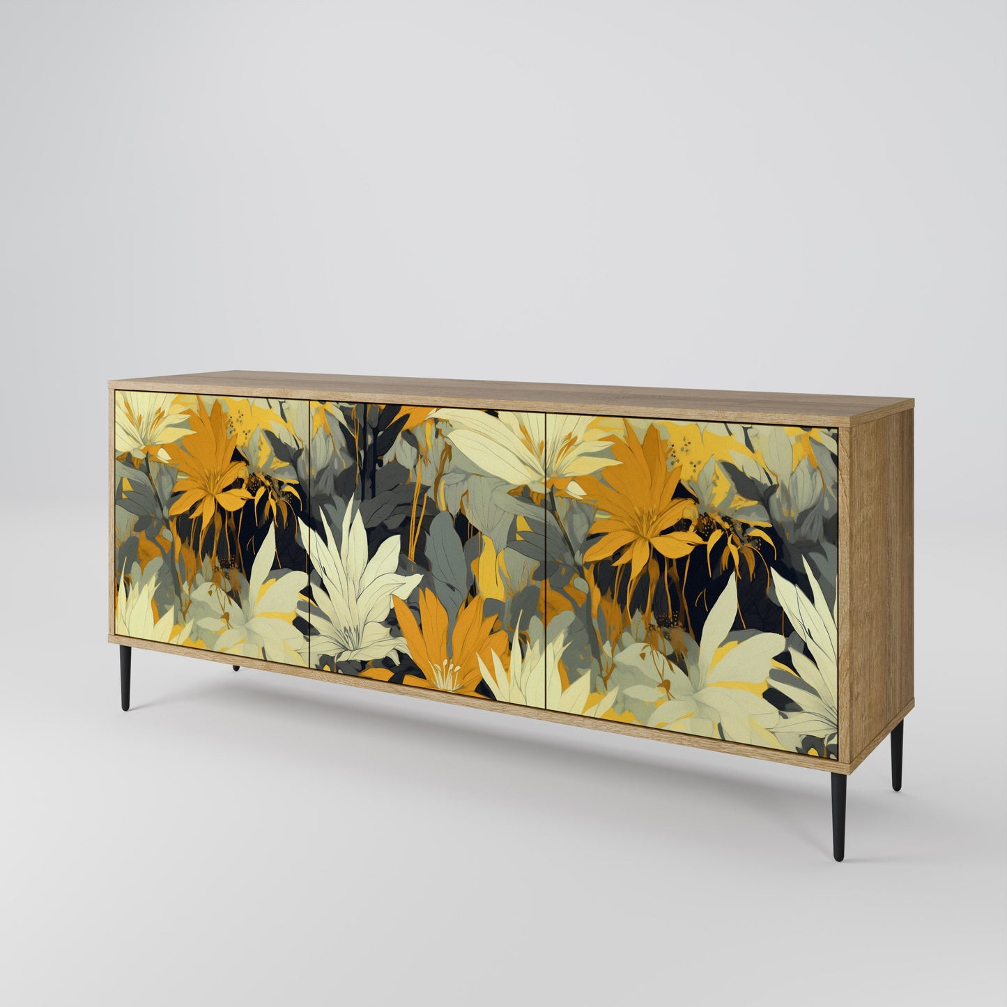 Credenza a 3 ante SUNKISSED LILY in effetto rovere