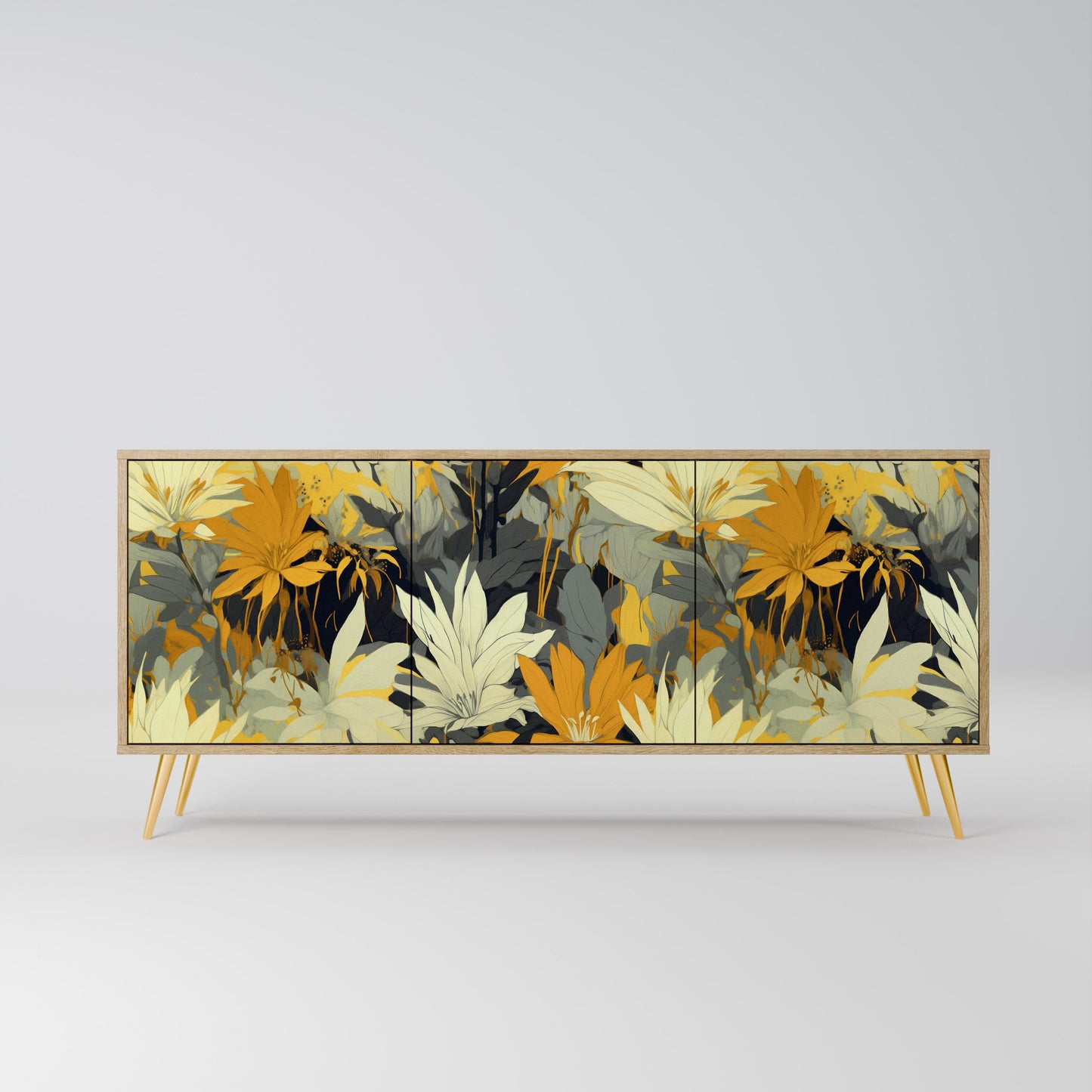 Credenza a 3 ante SUNKISSED LILY in effetto rovere