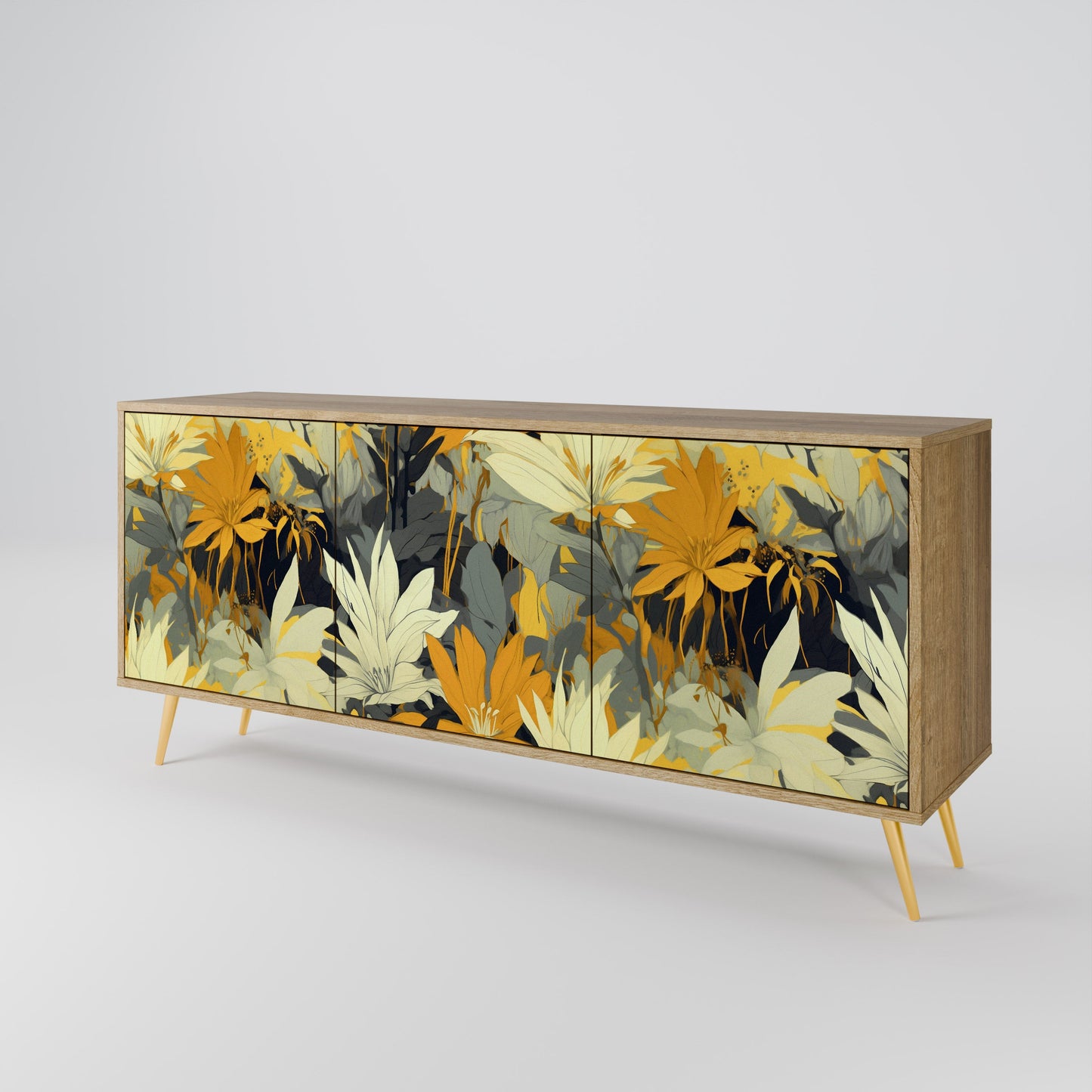 Credenza a 3 ante SUNKISSED LILY in effetto rovere
