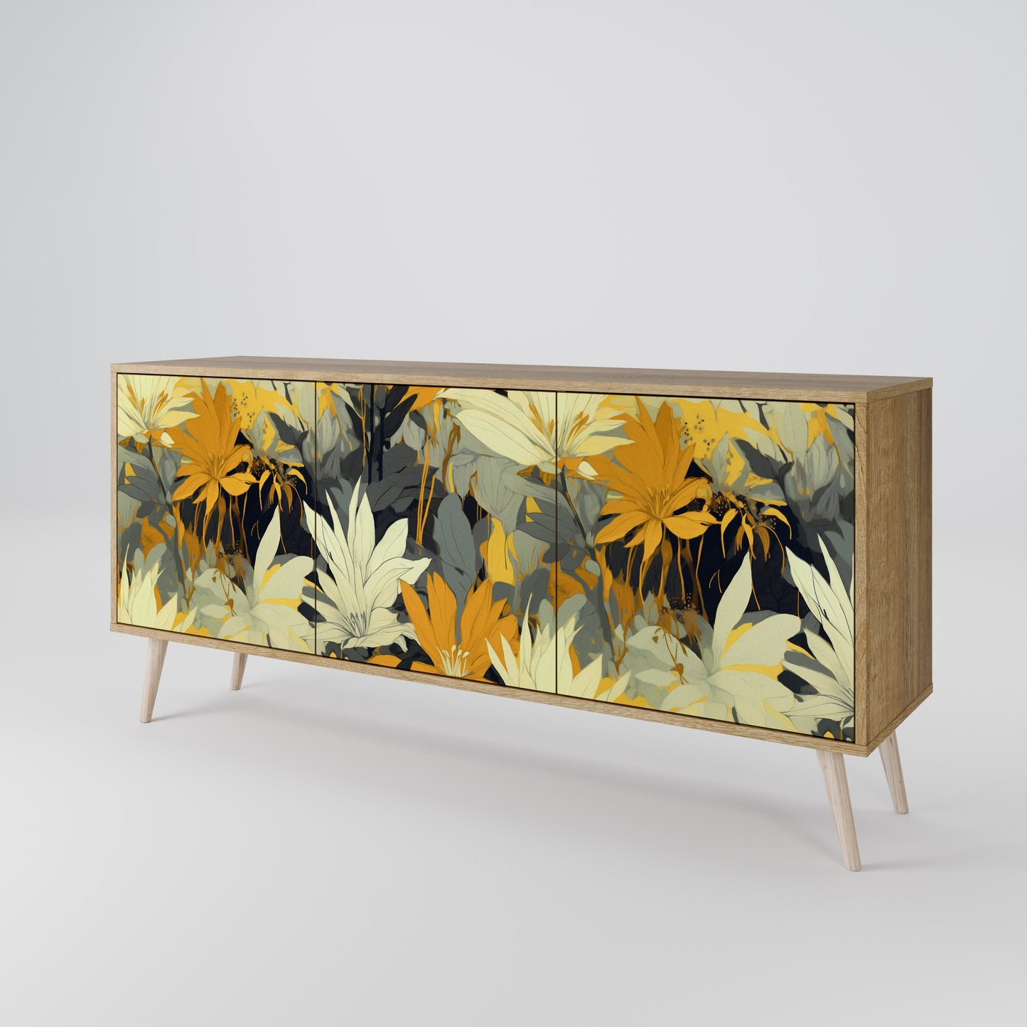Credenza a 3 ante SUNKISSED LILY in effetto rovere
