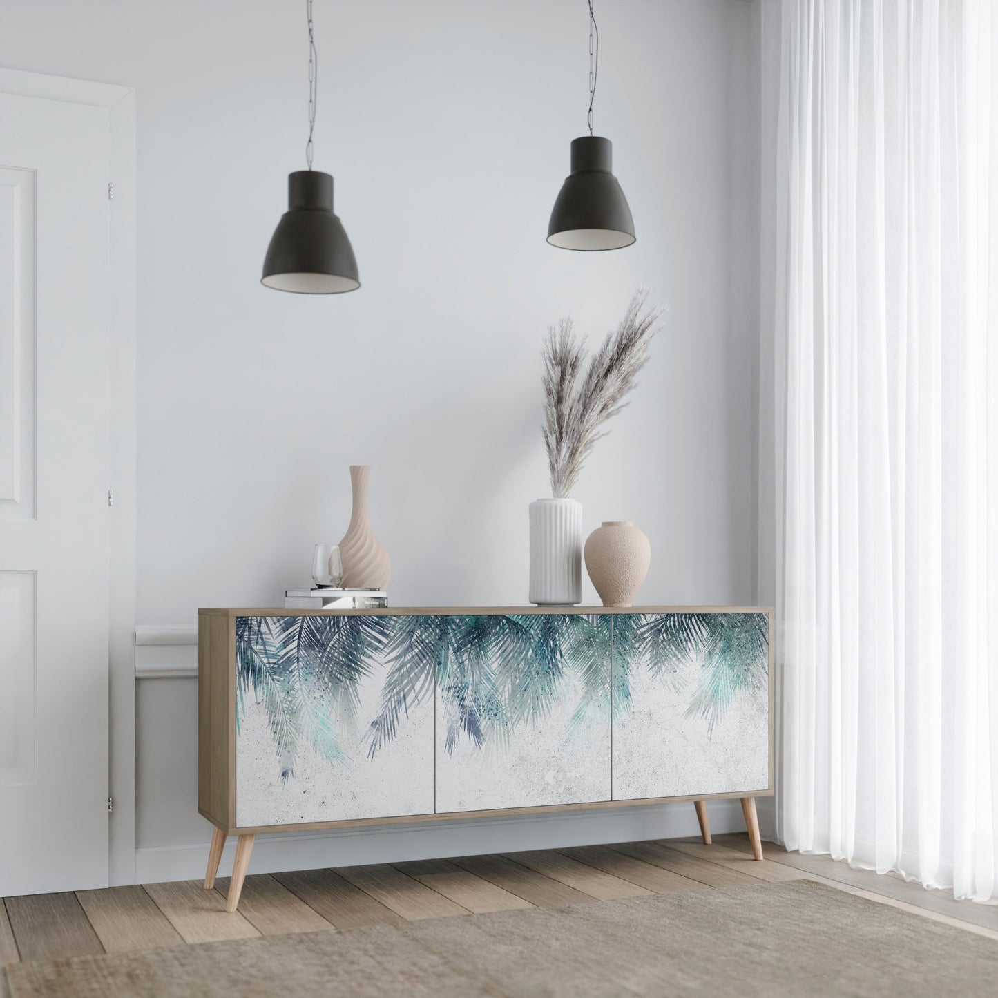 PALM VEIL 3-Door Sideboard in Oak Effect