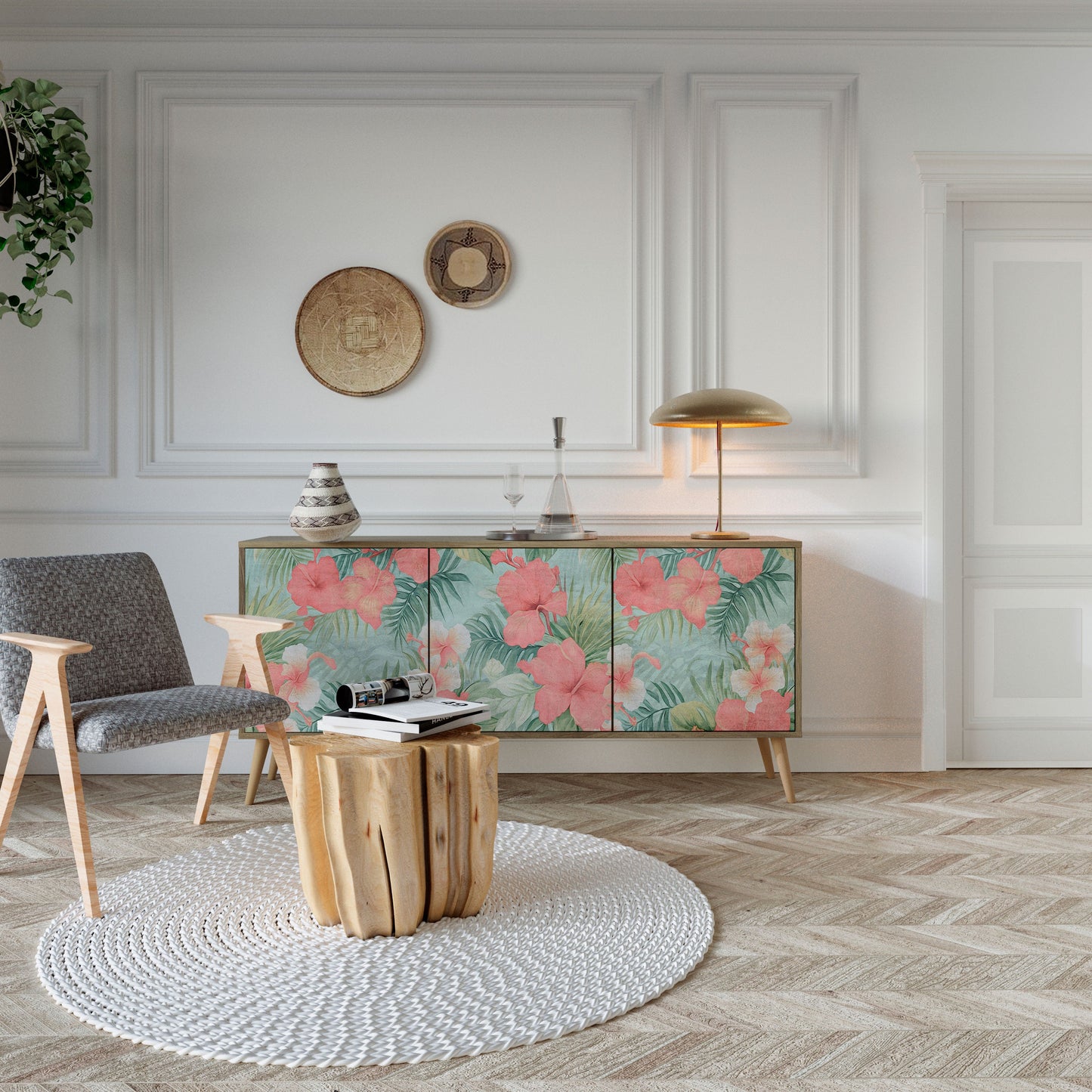 HAWAIIAN SPIRIT 3-Door Sideboard in Oak Effect