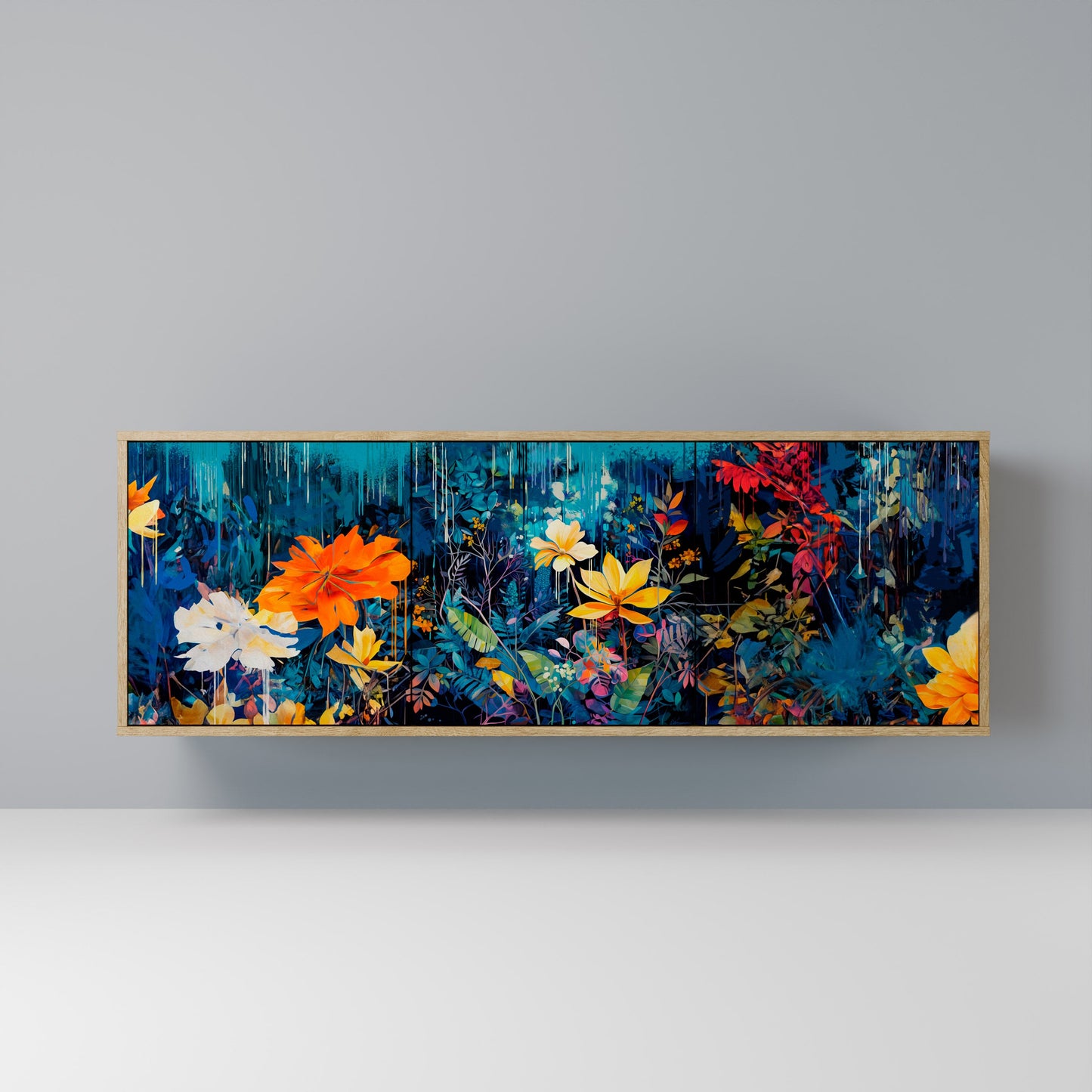 Credenza a 3 ante MIDNIGHT BLOSSOM in effetto rovere