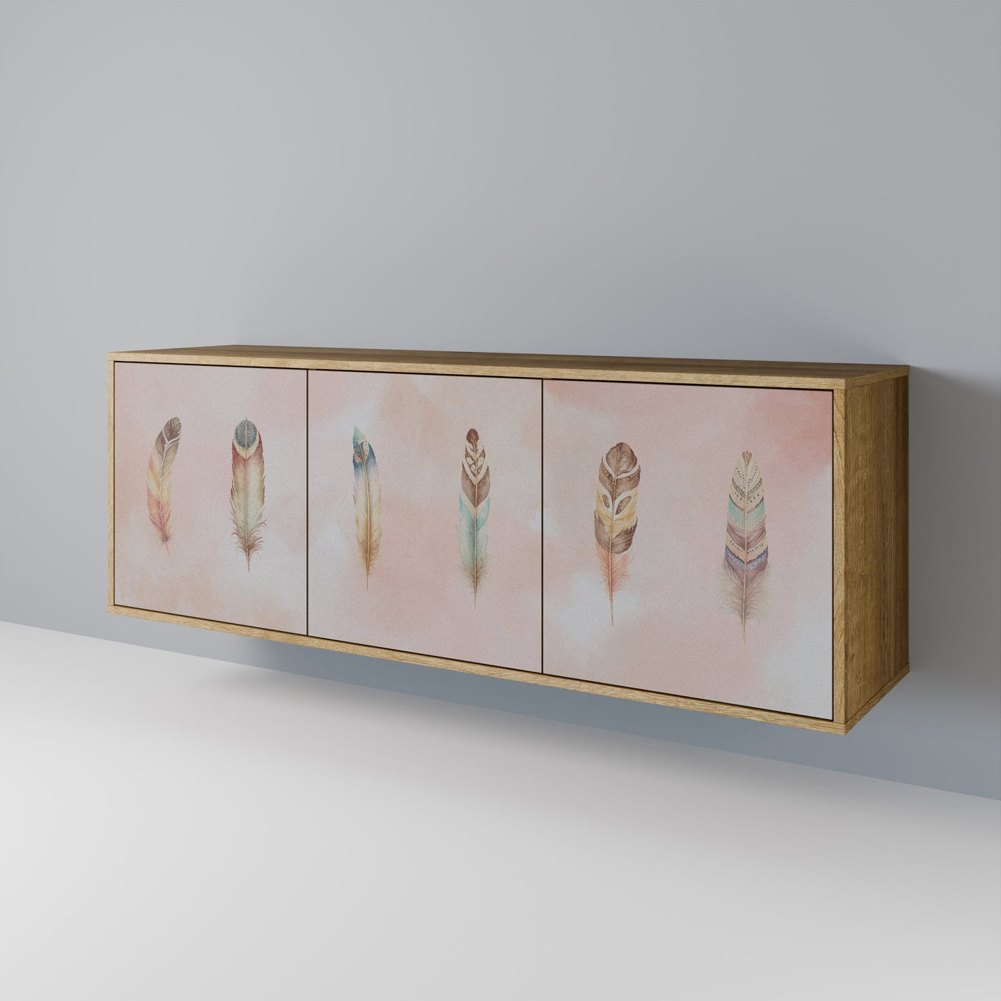 Credenza a 3 ante DELIQUESCE in effetto rovere