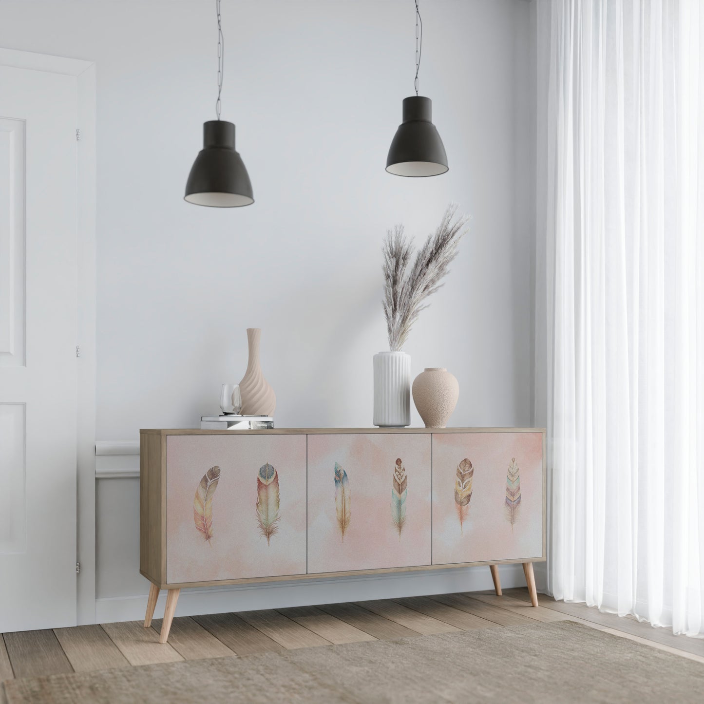 Credenza a 3 ante DELIQUESCE in effetto rovere