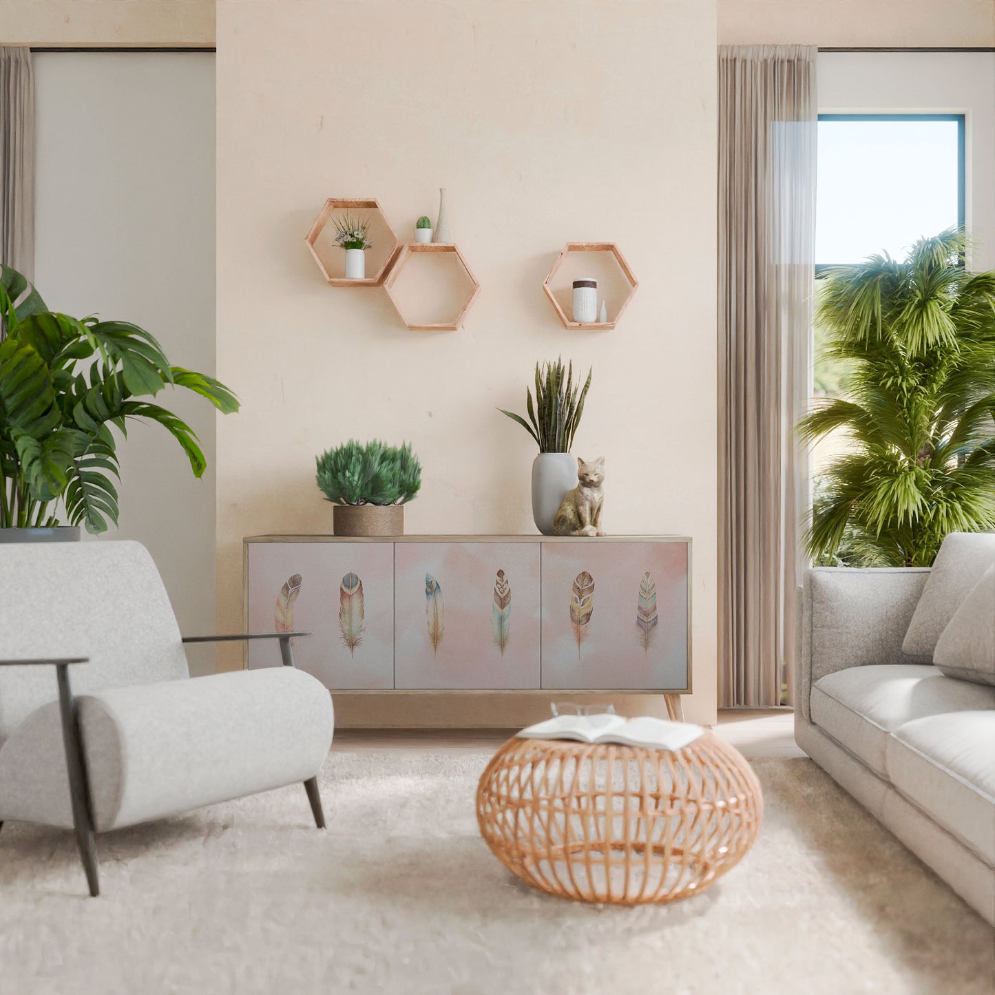 Credenza a 3 ante DELIQUESCE in effetto rovere