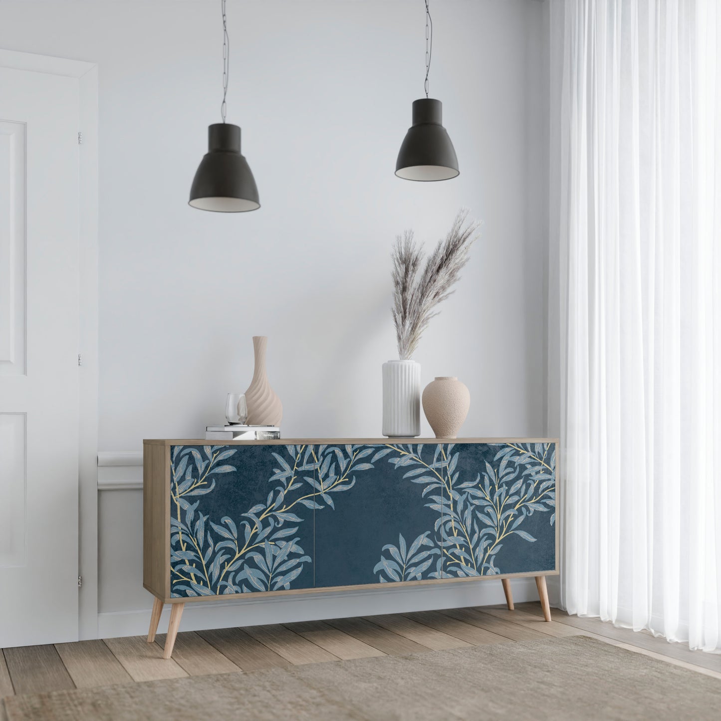 Credenza a 3 ante BLUE FOGLIE effetto rovere