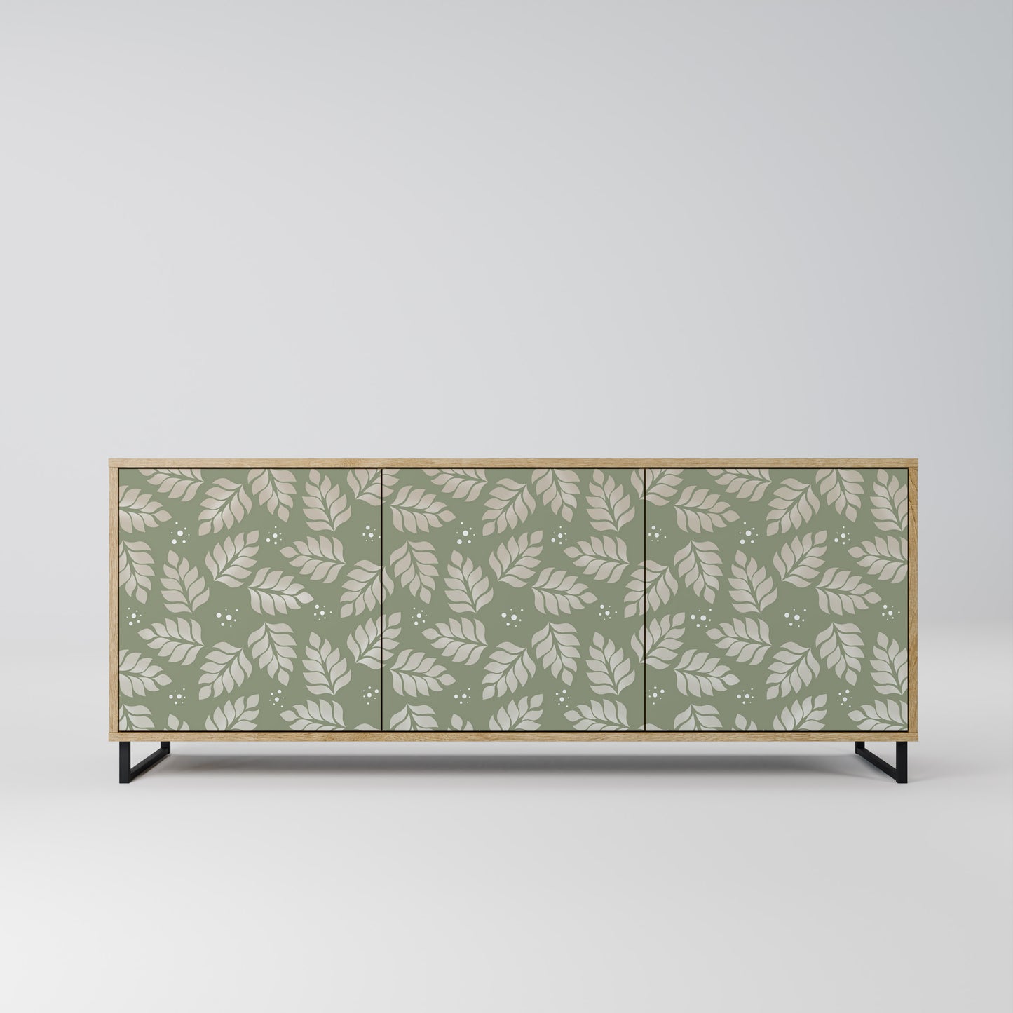 LEAVES ON GREEN 3-Door Sideboard in Oak Effect