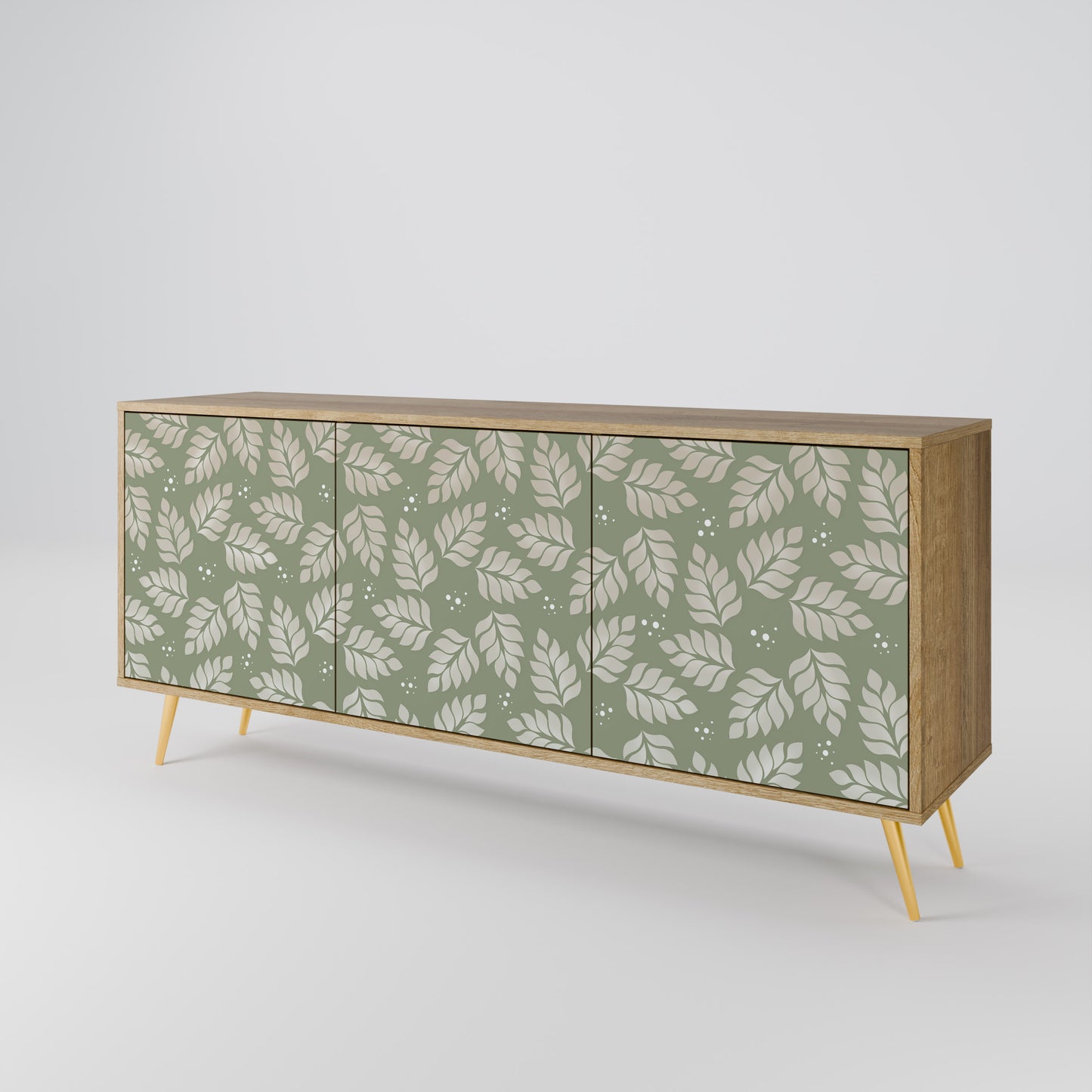 LEAVES ON GREEN 3-Door Sideboard in Oak Effect