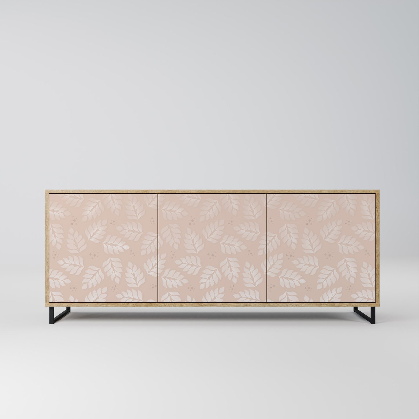 LEAVES ON BEIGE 3-Door Sideboard in Oak Effect
