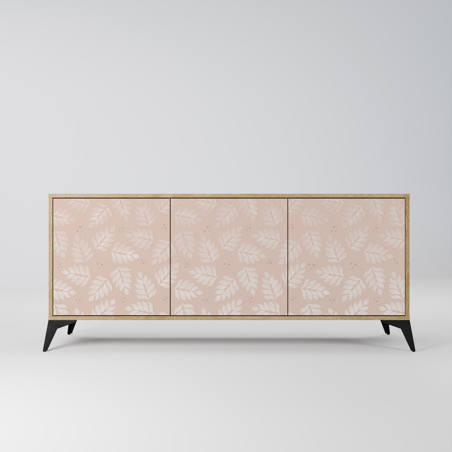 LEAVES ON BEIGE 3-Door Sideboard in Oak Effect