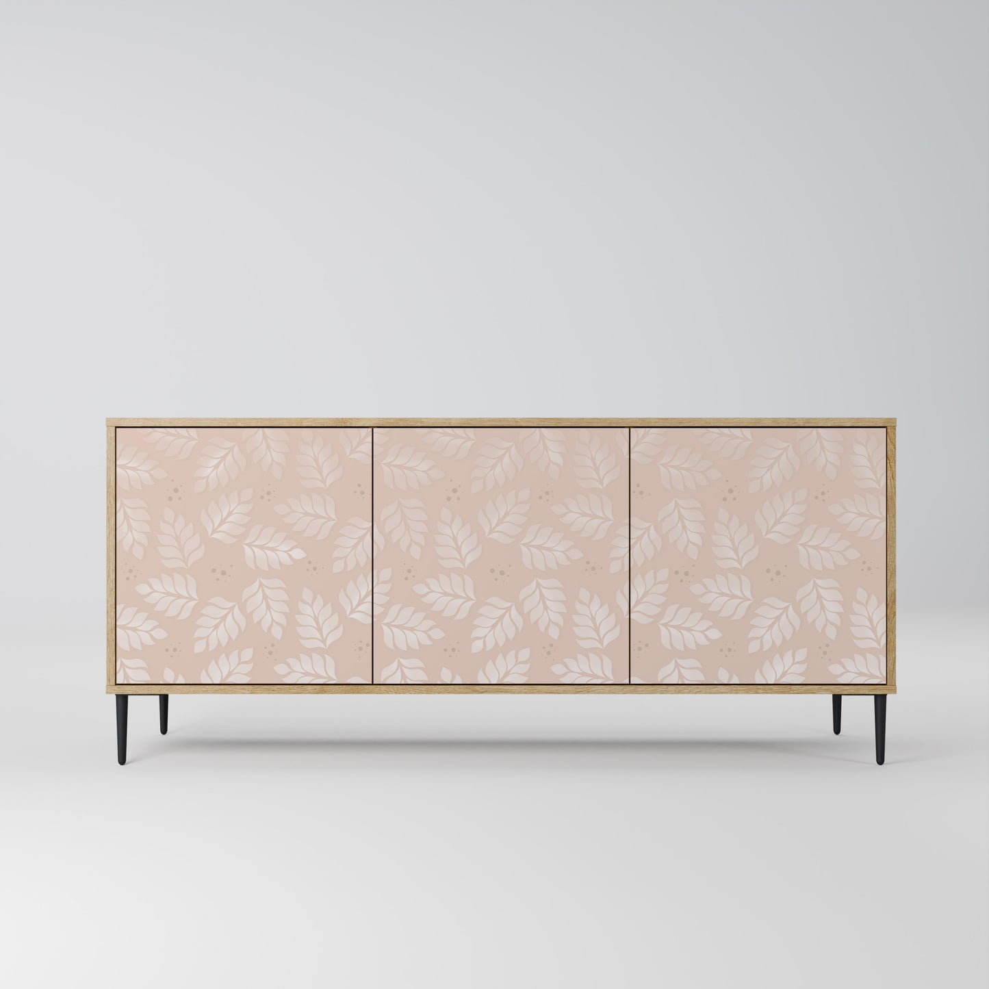 LEAVES ON BEIGE 3-Door Sideboard in Oak Effect